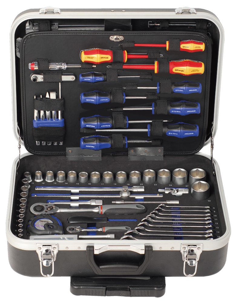 Projahn Werkzeug Trolly Set 130-tlg, Nuss Satz Ratschen Schrauberbits mit Rollen - Bild 1