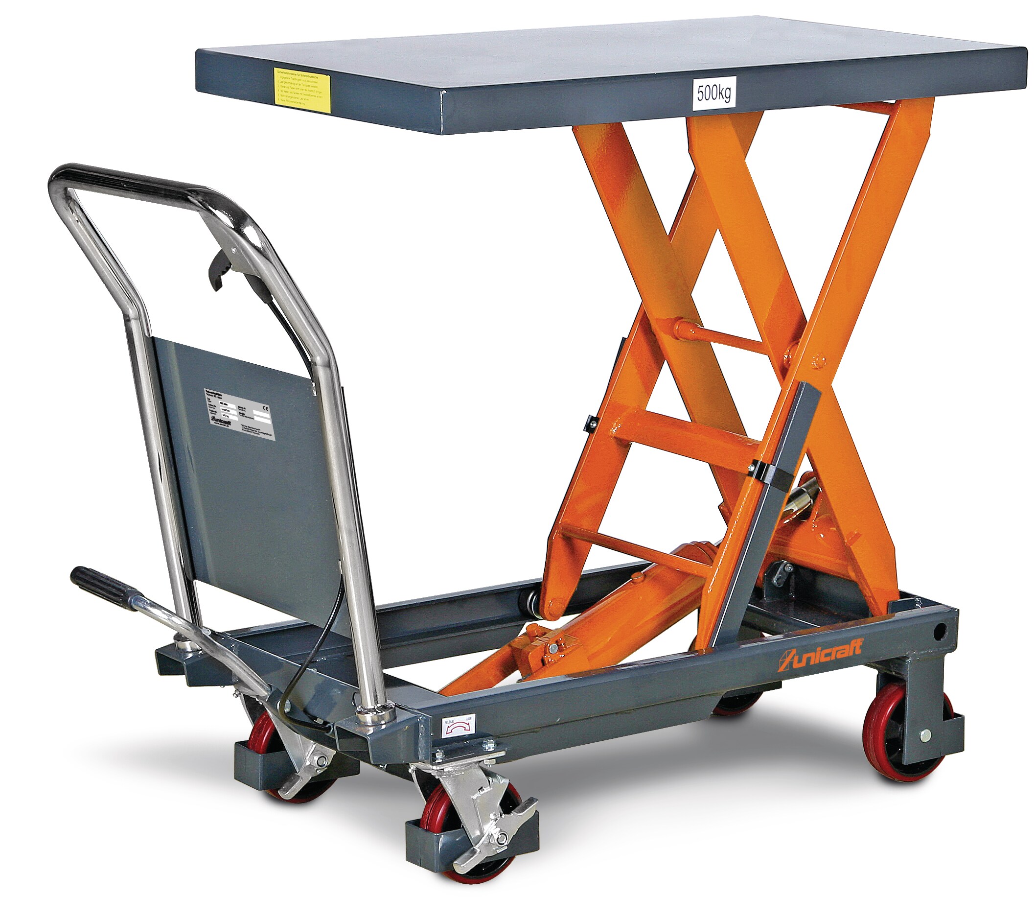 Unicraft Scherenhubtischwagen FHT 500 f&uuml;r 500 kg H&auml;he min. 340 mm - max. 900 mm - Bild 1