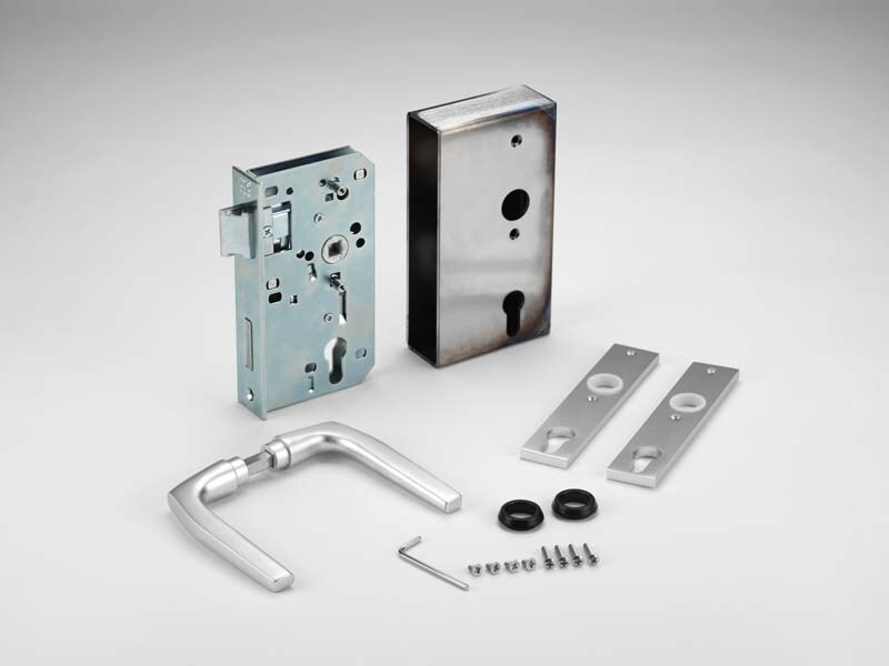 AMF Komplettset Schlosskasten Kastenbreite: 40mm, DornmaÃ?ü 60mm, mit Drücker | 04020772529970