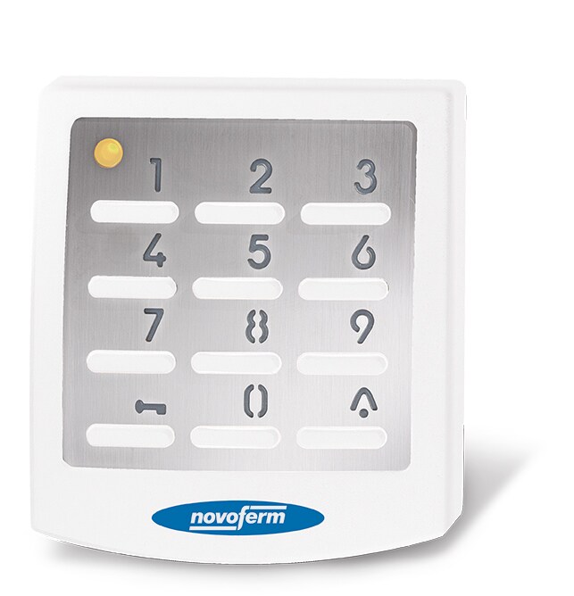 Novoferm Funktaster Testfeld beleuchtet Edelstahl 433 Mhz Weiß + Batterie | 04051214849592