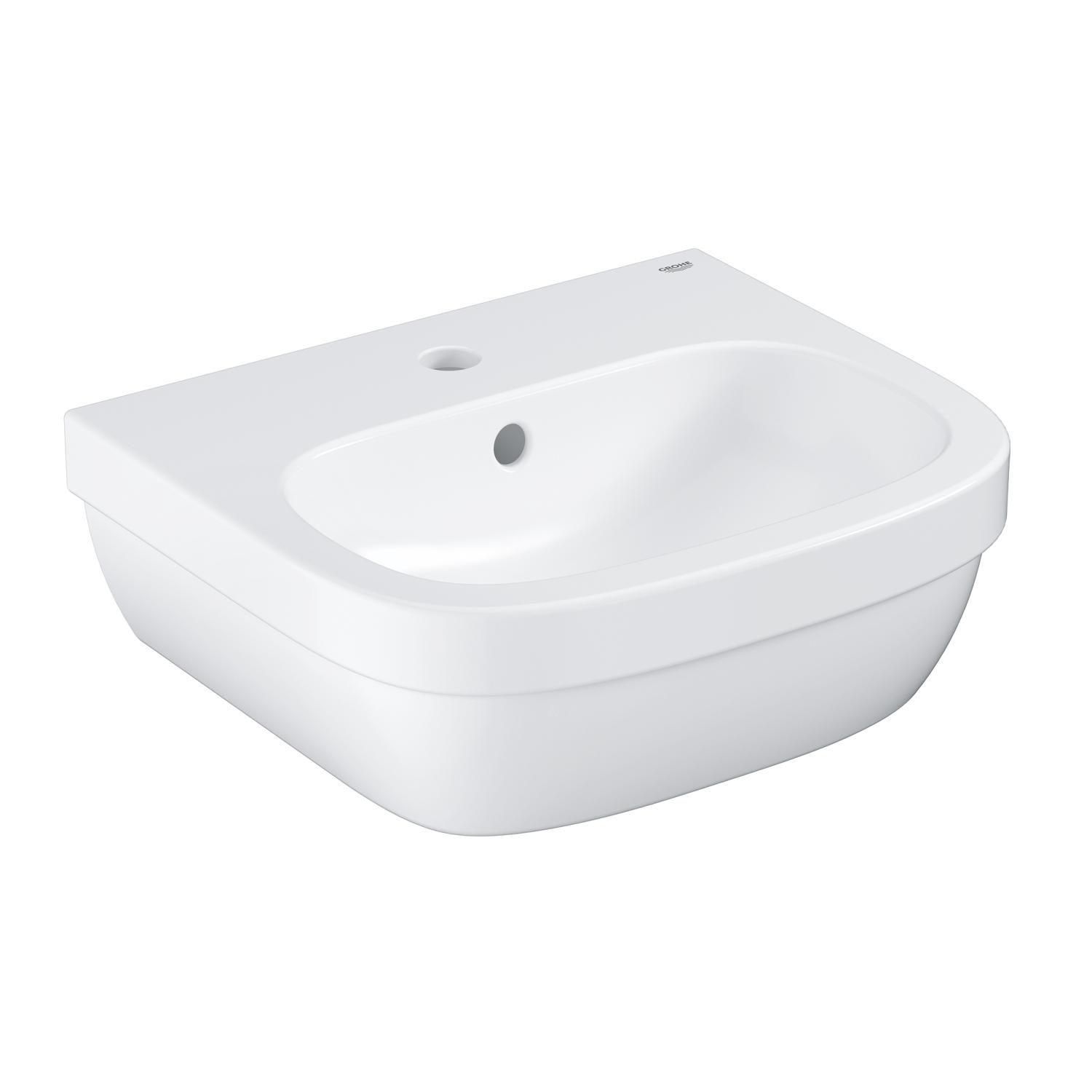 GROHE Handwaschbecken Euro Keramik 45 cm breit wandhängend 1 Hahnloch Ü berlauf