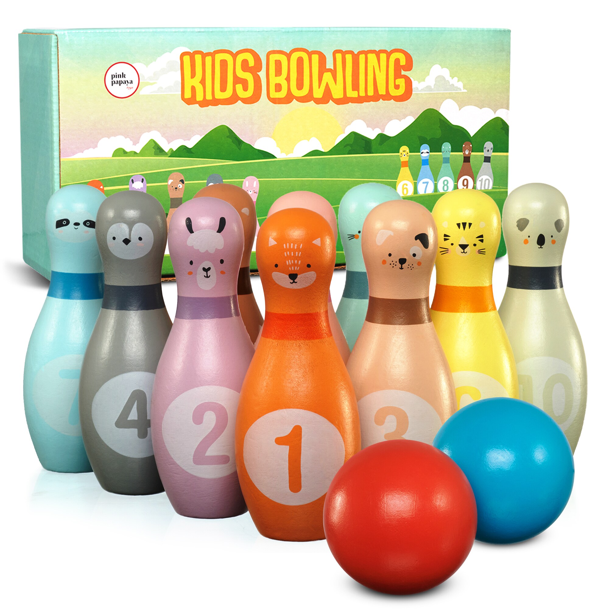 Pink Papaya Kegelspiel f&uuml;r Kinder Kids Bowling Animals XL - Bild 1