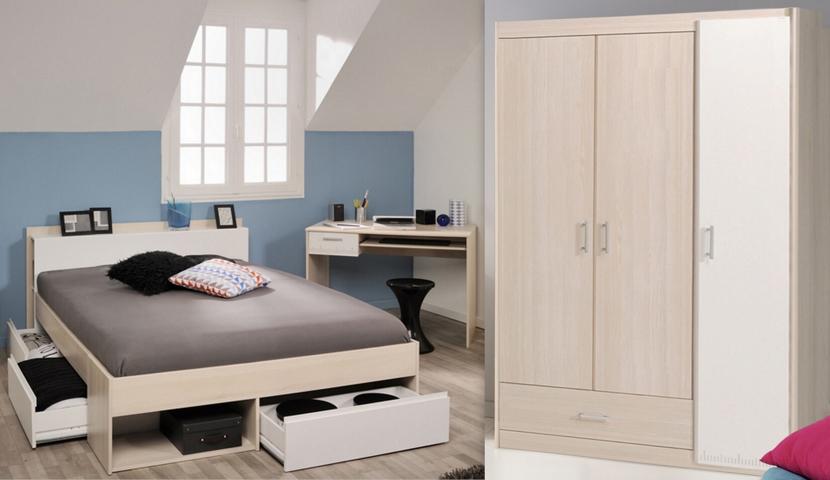 Parisot Schlafzimmer-Set „Most 74“ Akazie-Weiß | 03480940284512
