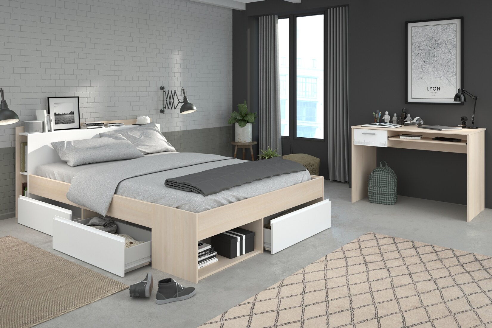 Parisot Schlafzimmer-Set „Most 62“ Akazie-Weiß | 03480940288435
