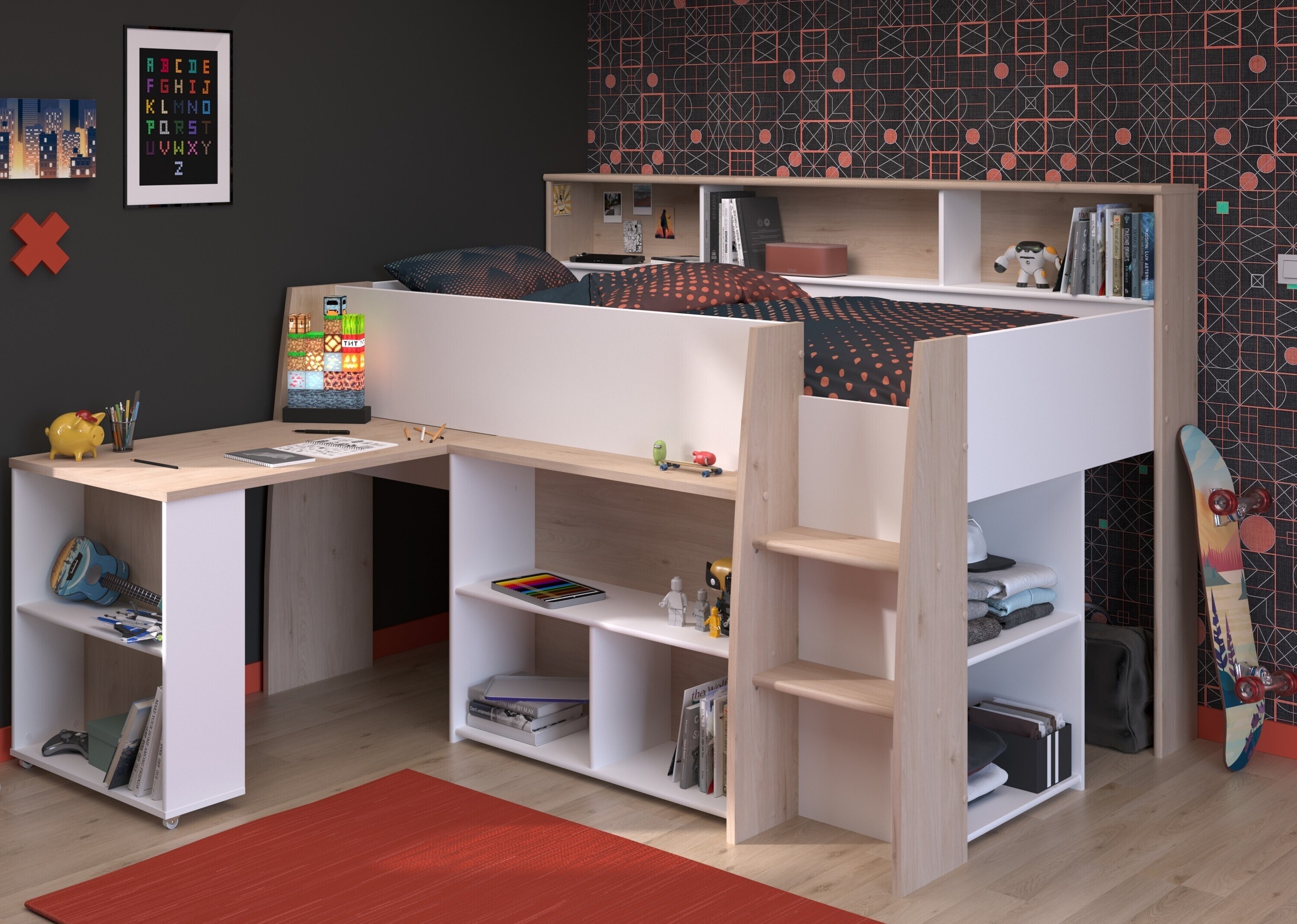 Parisot Hochbett "Lucas" Japanische Eiche - Bild 1