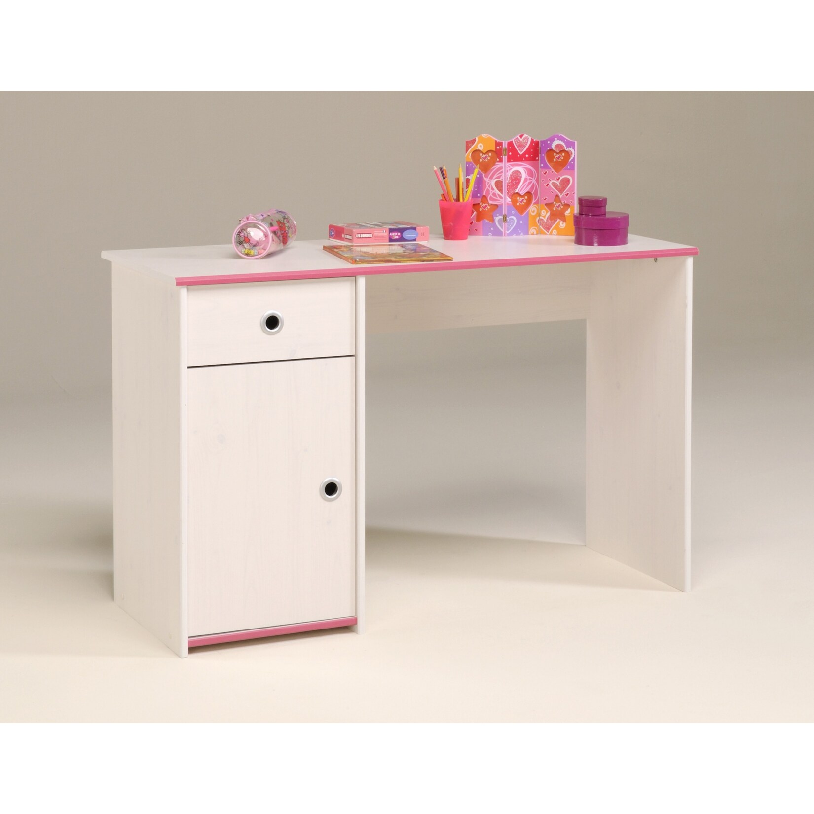 Parisot Schreibtisch Kiefer-Dekor weiß mit drehbaren Kanten | 03480940161653