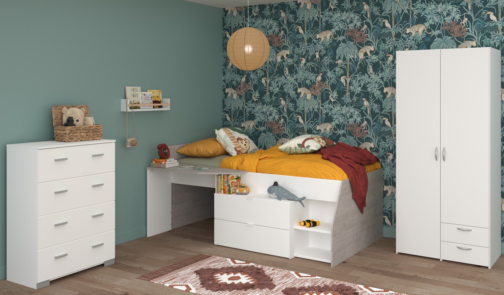 Parisot Kinderzimmer 3-teilig „Milky 12“ Weiß / Grey Loft | 03480940301721