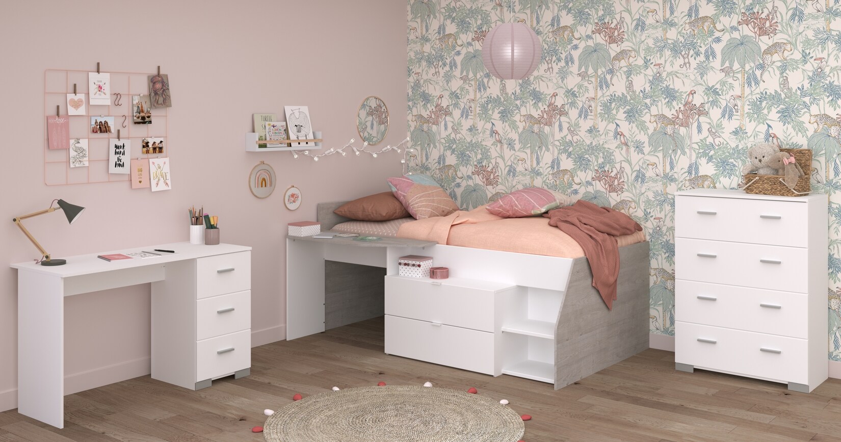 Parisot Kinderzimmer 3-teilig „Milky 15“ Weiß / Grey Loft | 03480940301738