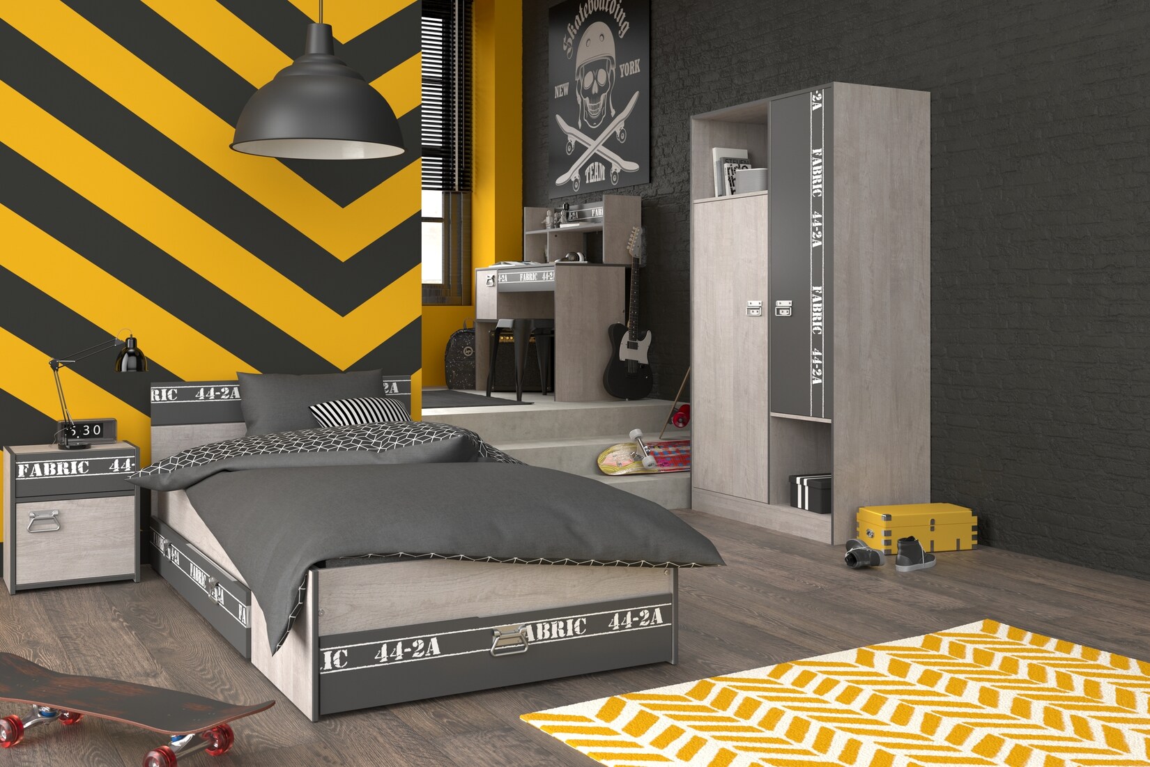 Parisot Kinder- und Jugendzimmer 5-tlg „Fabric 12“ Esche-grau | 03480940293408