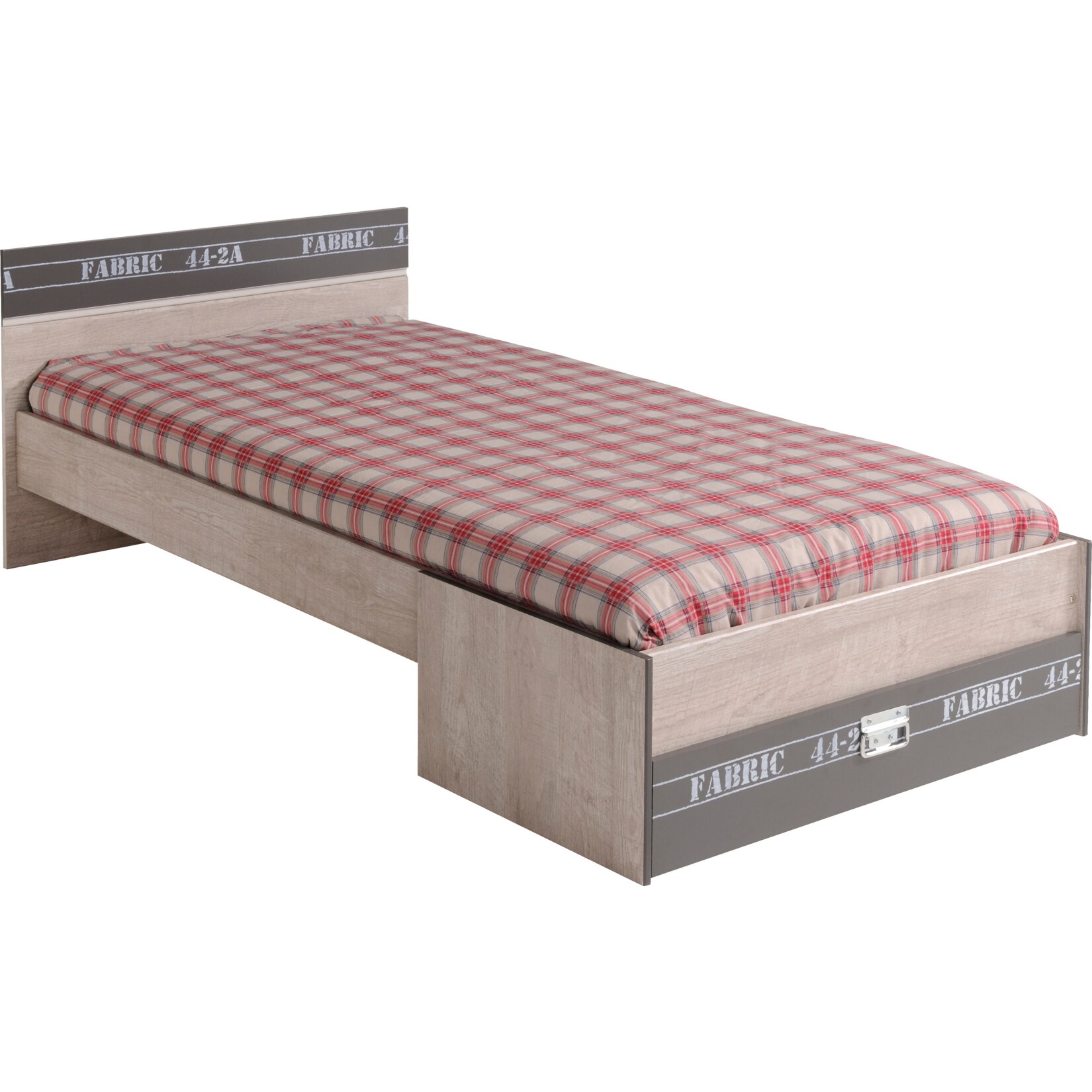 Parisot Einzelbett mit Schubkasten „Fabric 4“ Esche-grau | 03480940192794