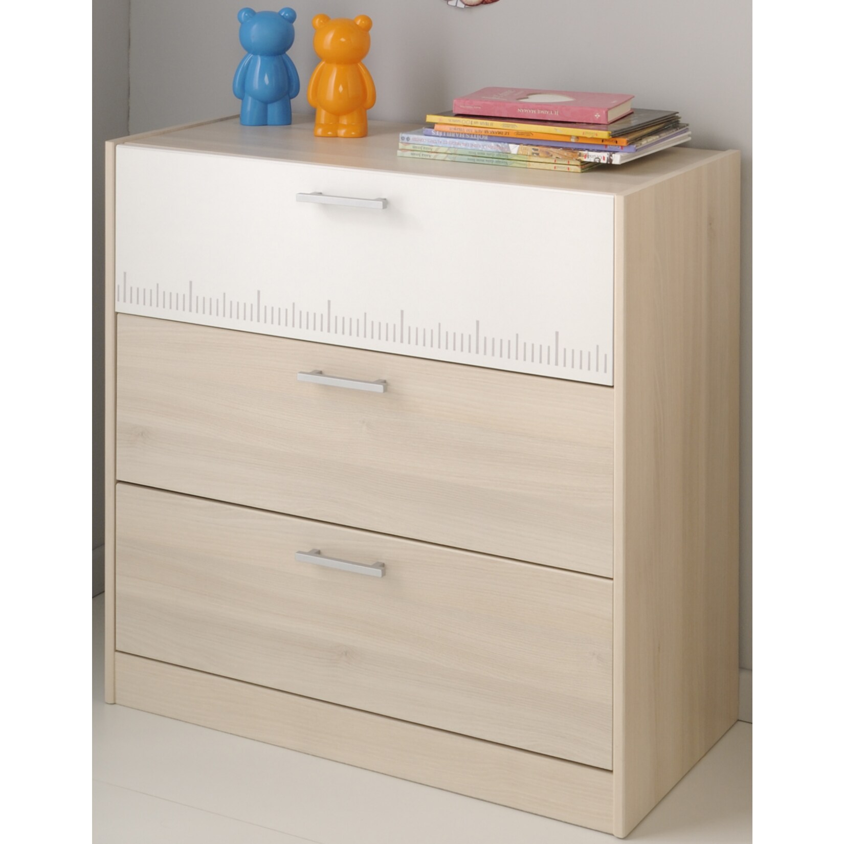 Parisot Schubkastenkommode „Charly 23“ Akazie-Weiß | 03480940226291