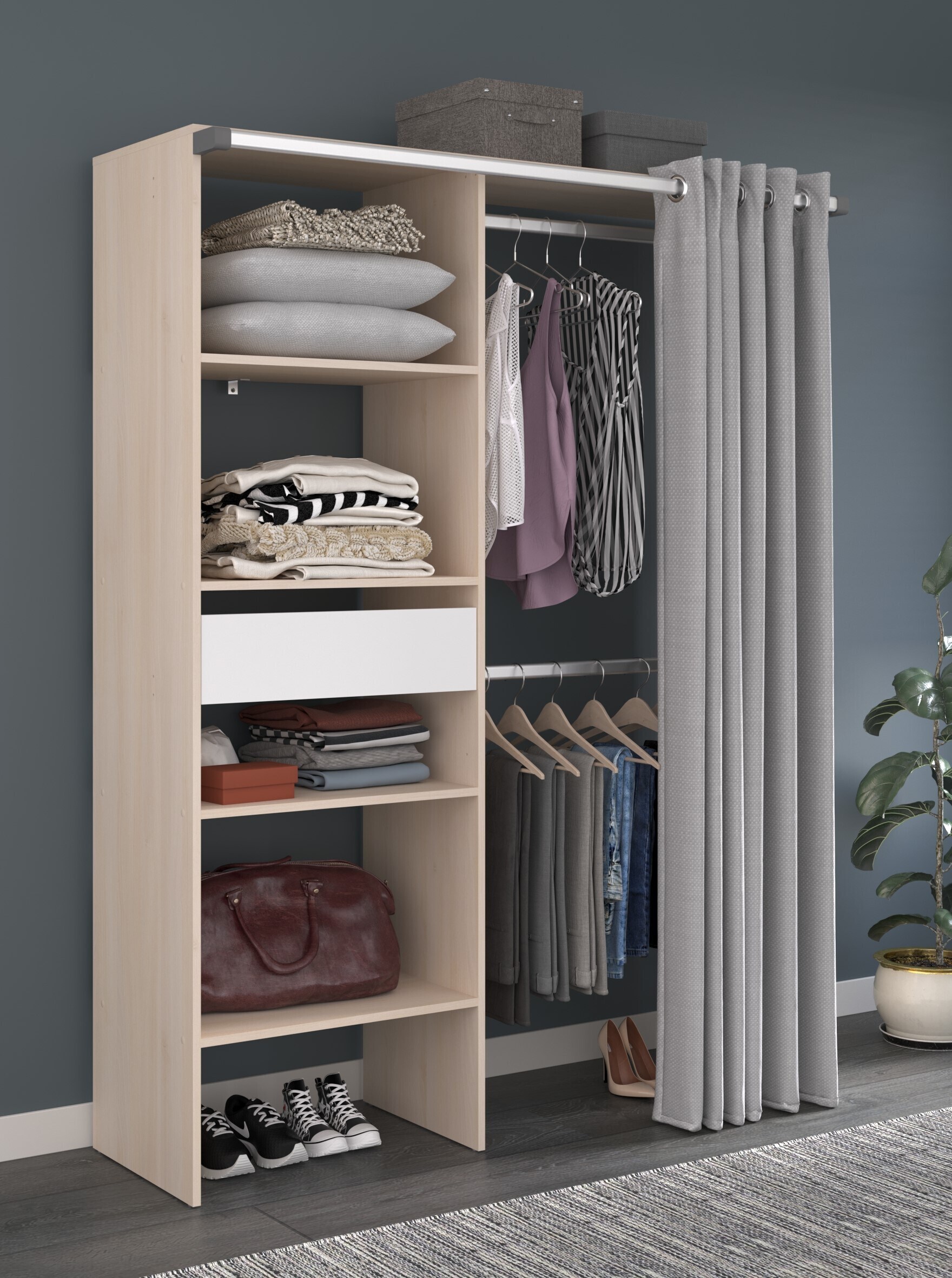 Parisot Kleiderschrank mit Vorhang "Bari 2" Akazie - Bild 1