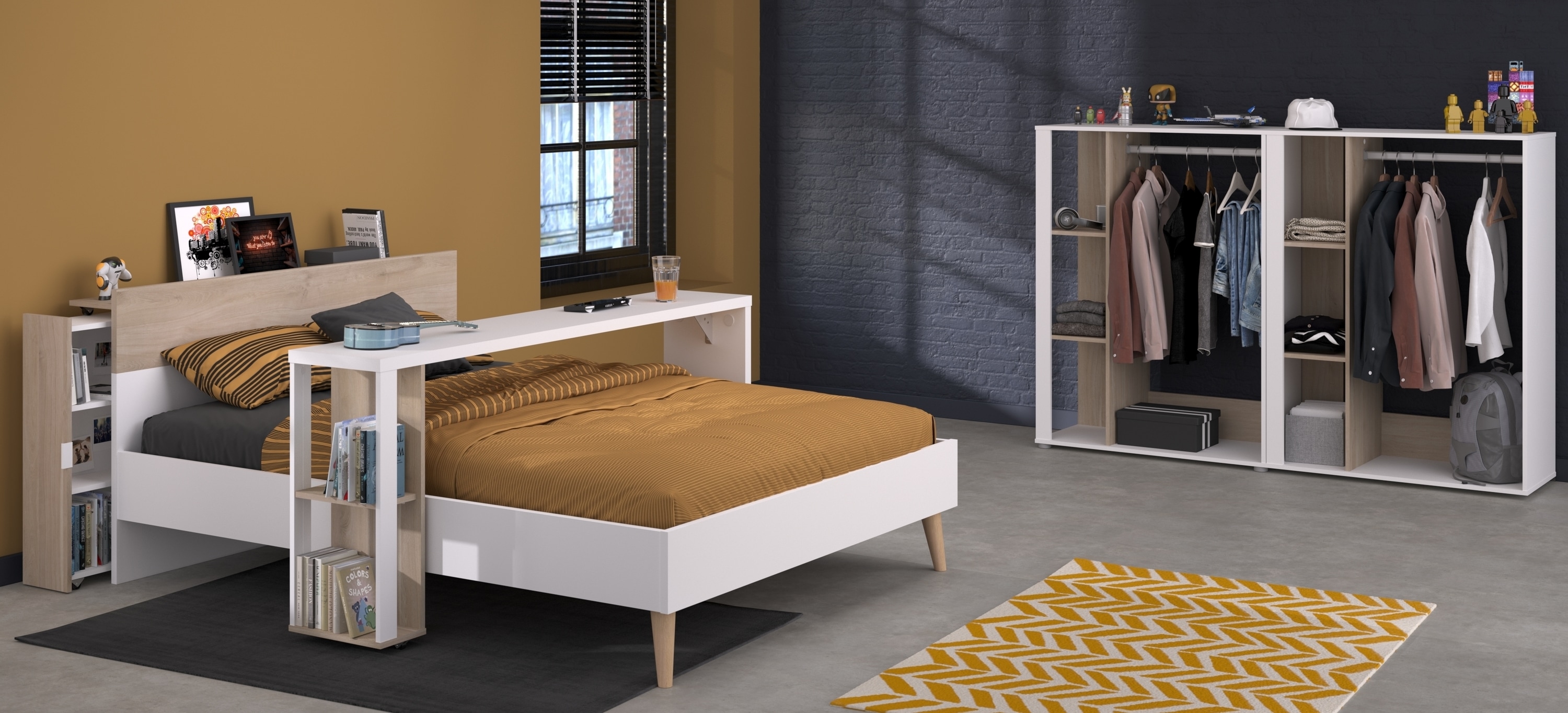 Parisot Kinderzimmer-Set 5-teilig "Aalborg 13a" Wei&szlig; / Japanische Eiche - Bild 1