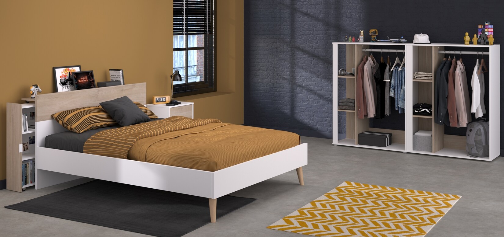 Parisot Kinderzimmer-Set 5-teilig „Aalborg 13“ Weiß / Japanische Eiche | 03480940303183