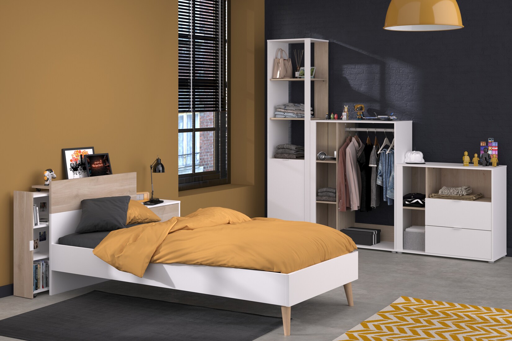 Parisot Kinderzimmer-Set 6-teilig „Aalborg 4“ Weiß / Japanische Eiche | 03480940303046