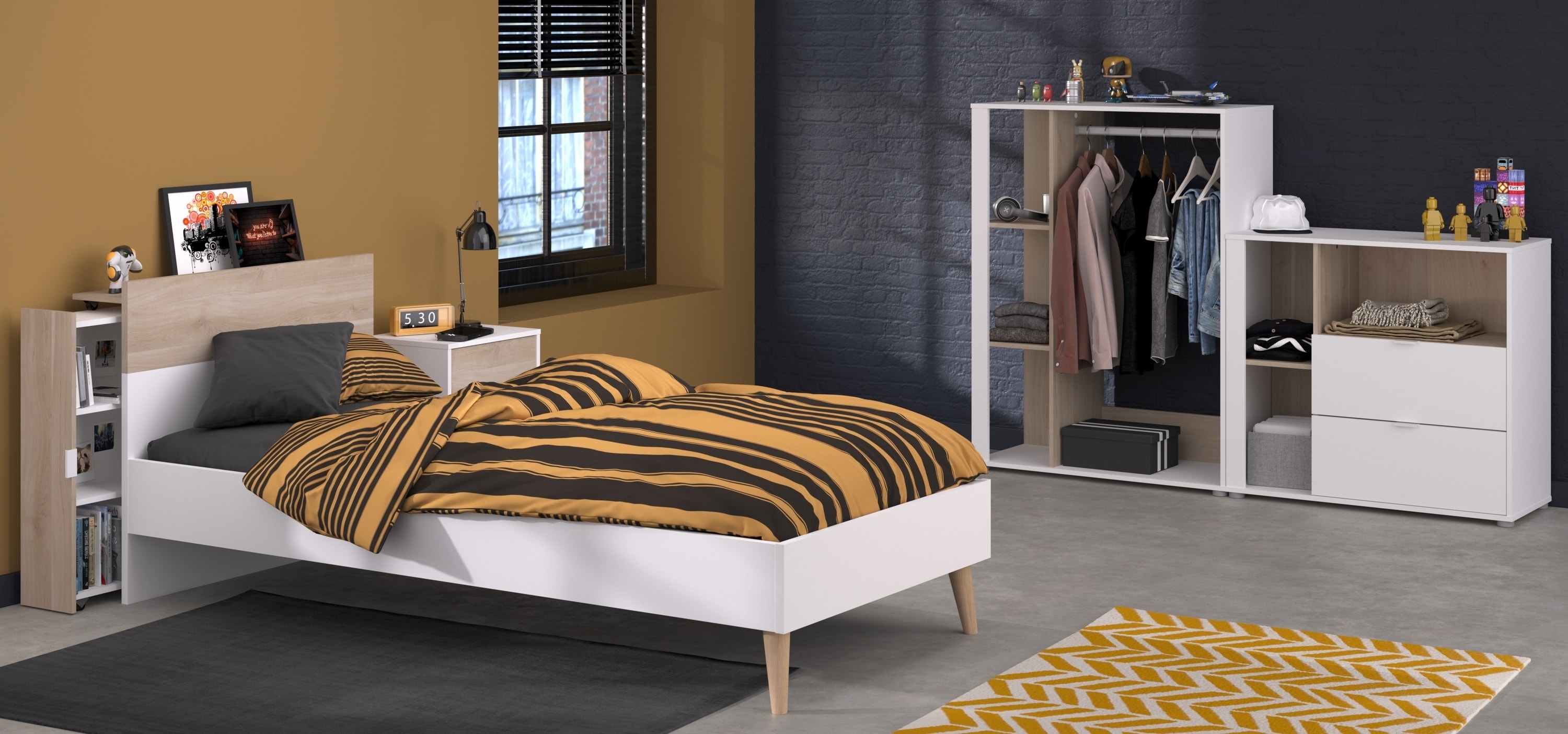 Parisot Kinderzimmer-Set 5-teilig "Aalborg 5" Wei&szlig; / Japanische Eiche - Bild 1