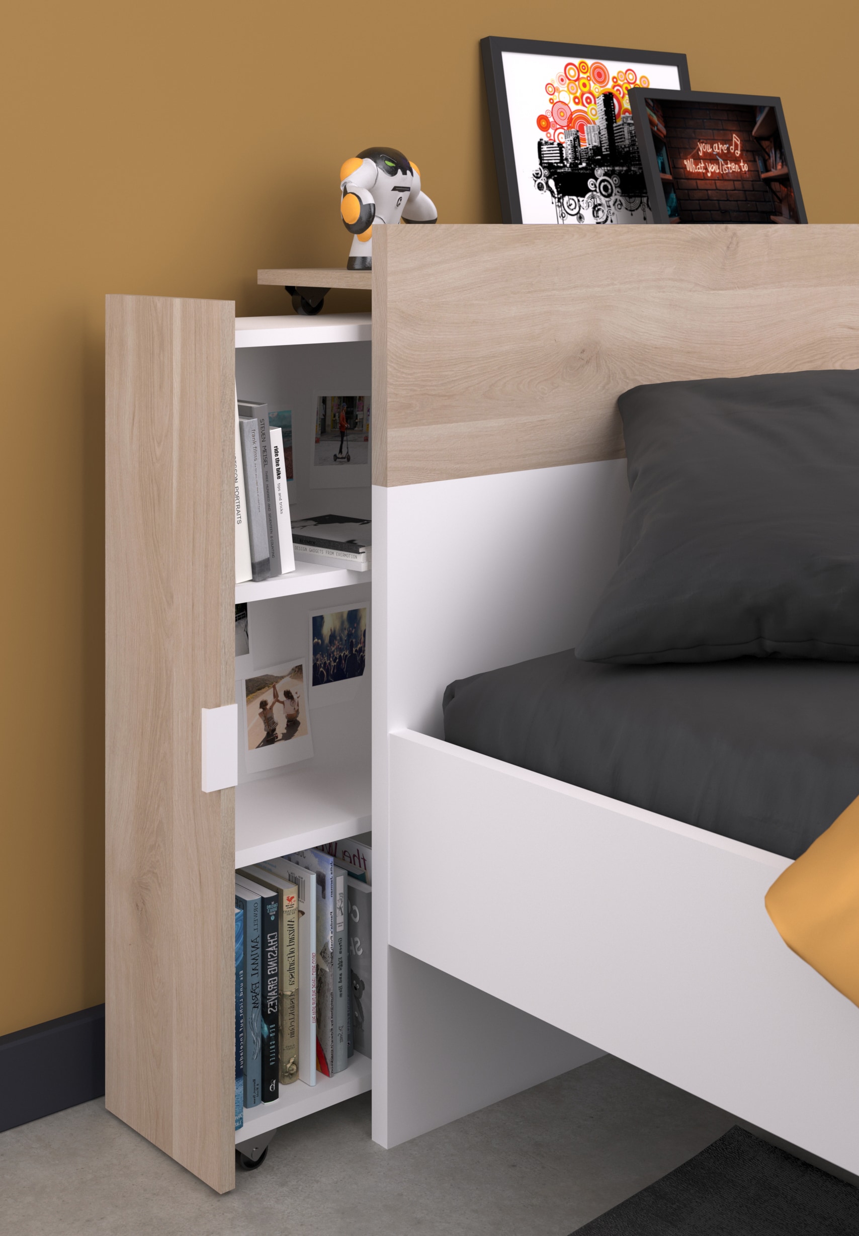 Parisot Kinderzimmer-Set 6-teilig "Aalborg 1" Wei&szlig; / Japanische Eiche - Bild 1