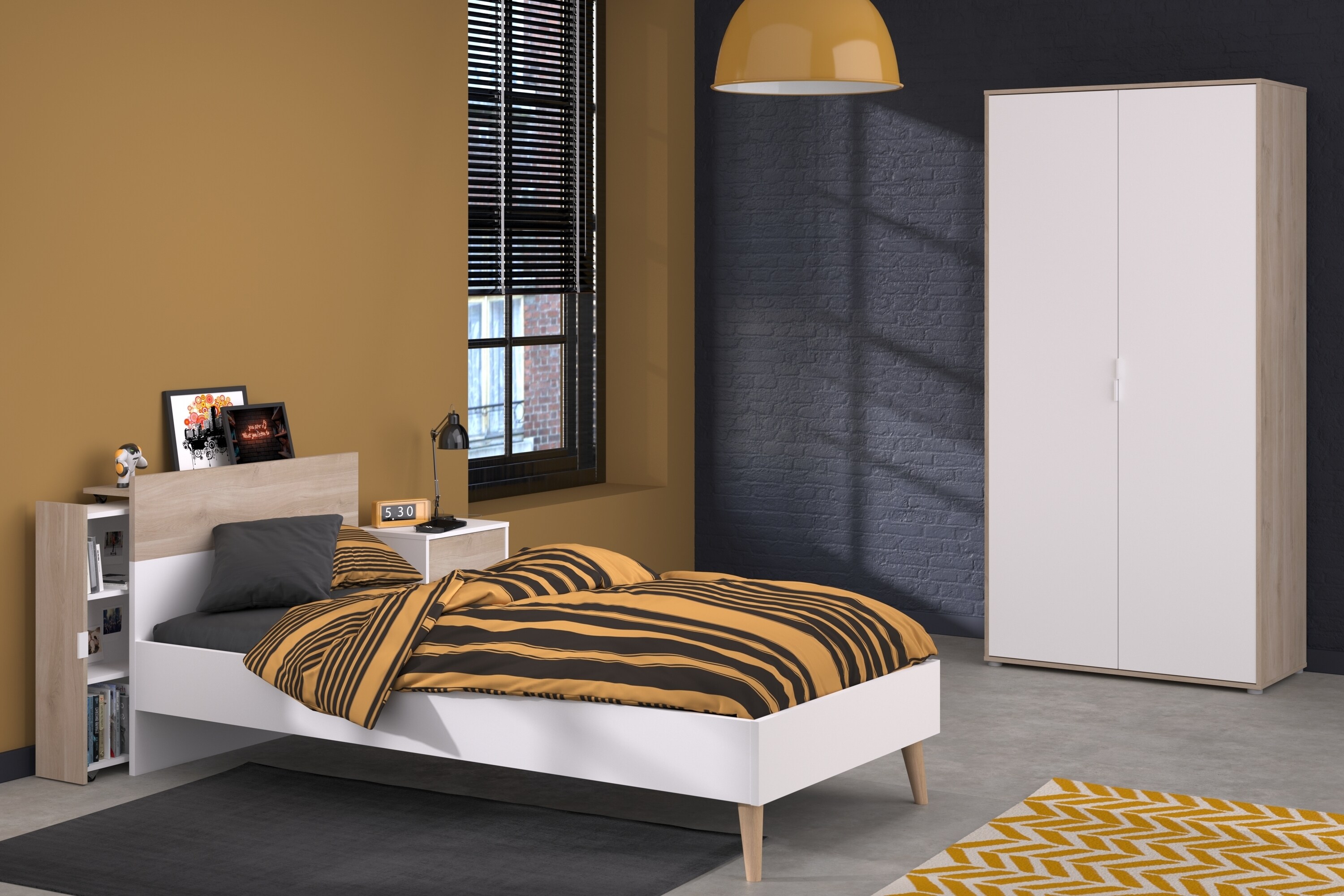 Parisot Kinderzimmer-Set  4-teilig "Aalborg 3" Wei&szlig; / Japanische Eiche - Bild 1