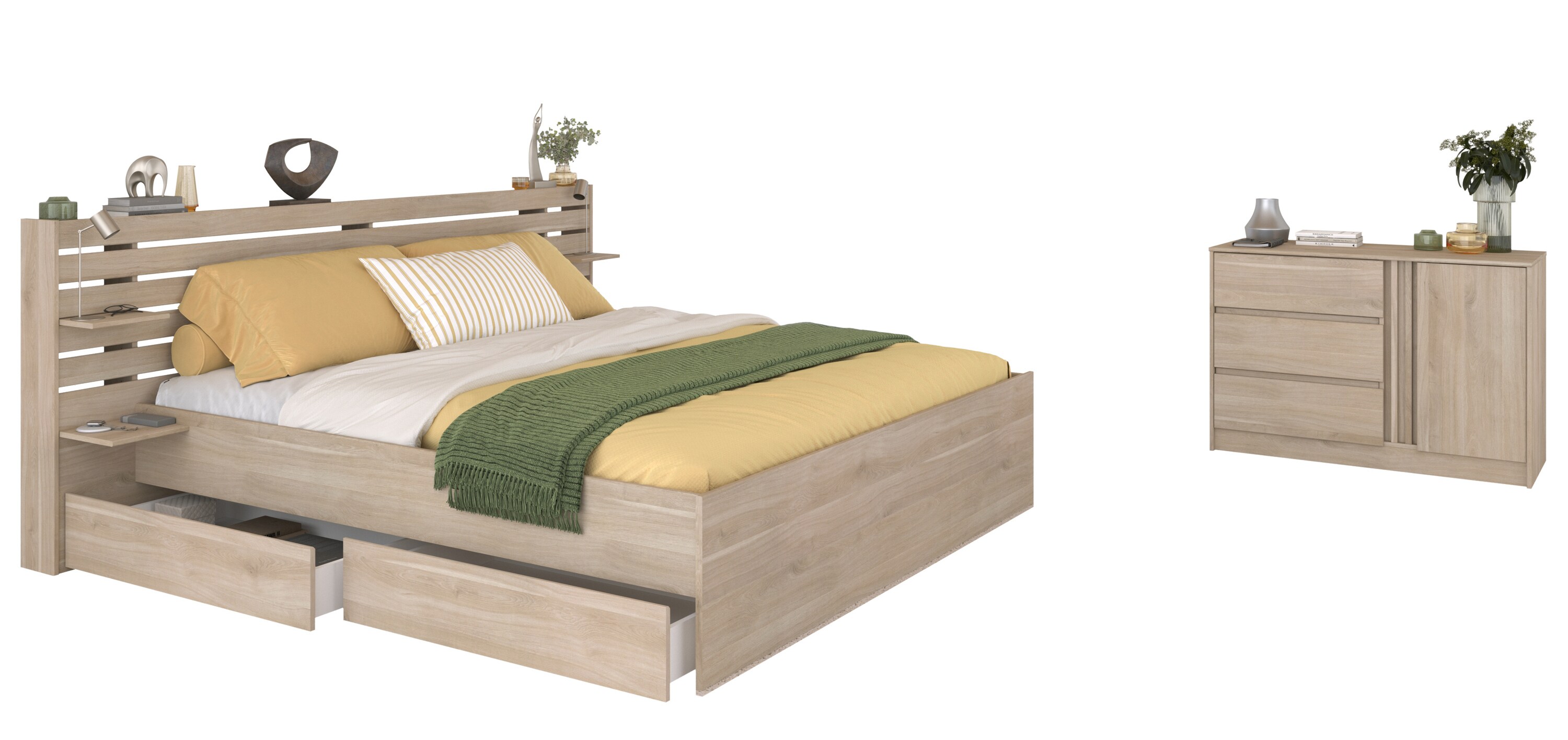 Parisot Schlafzimmer 3-teilig "Escale 29" 180x200 Japanische-Eiche - Bild 1