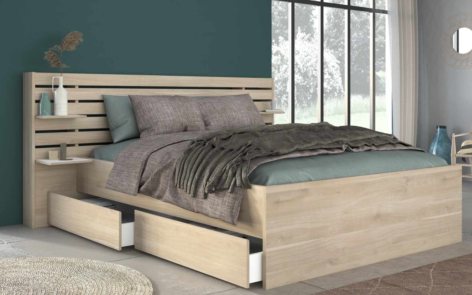 Parisot Stauraumbett „Escale 3“ 160×200 Japanische Eiche | 03480940298878