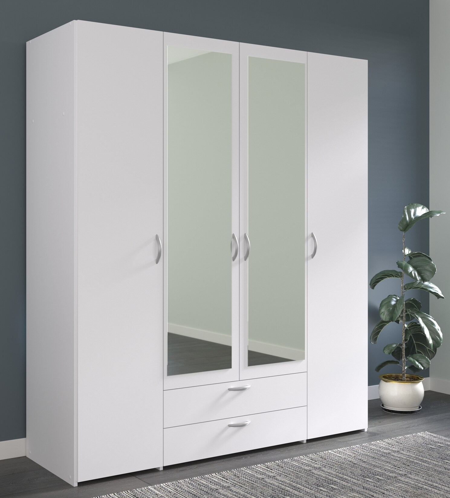 Parisot Kleiderschrank 4-türig „Daily 3“ mit Spiegel | 03480940296751