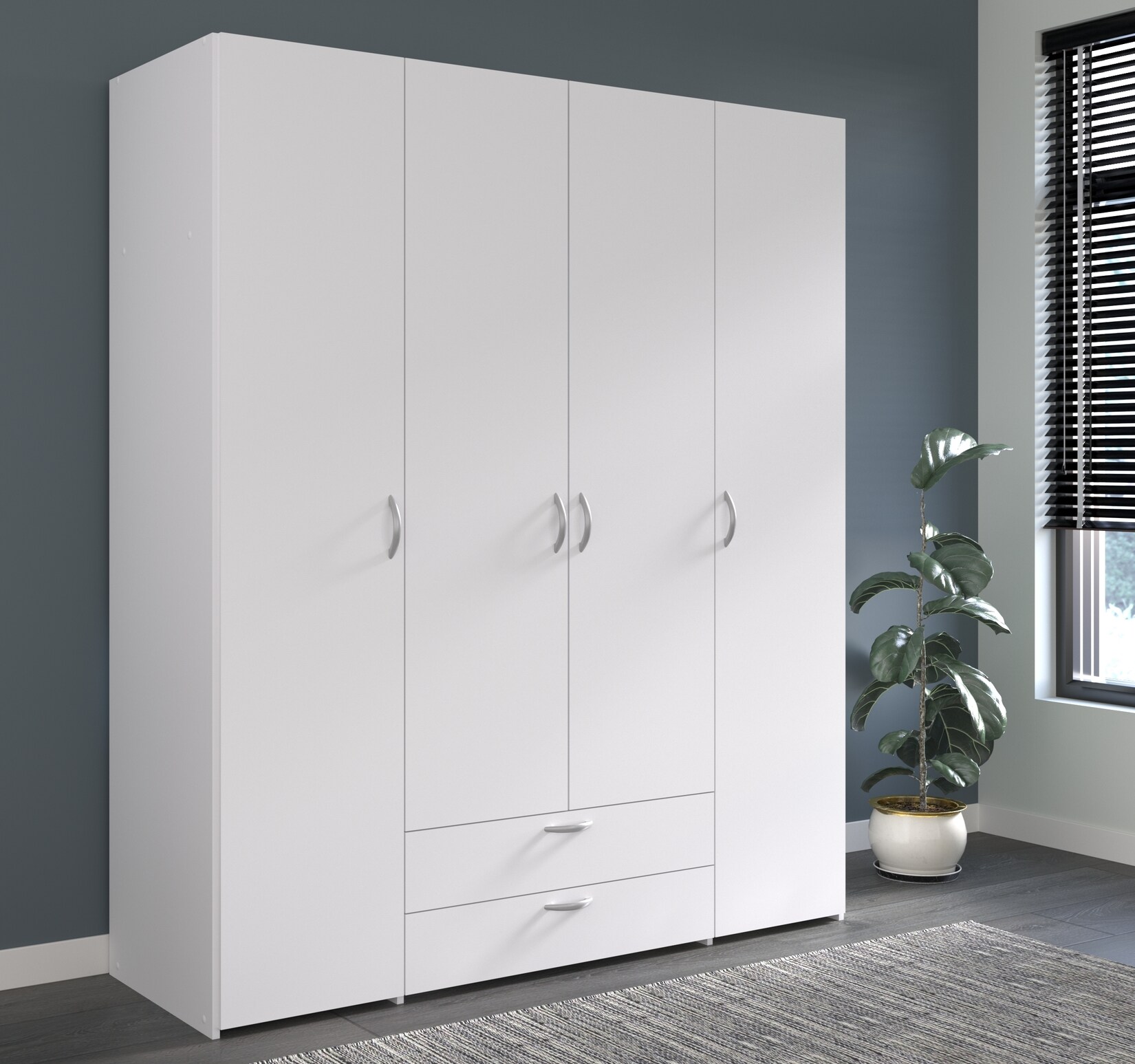 Parisot Kleiderschrank 4-türig Daily 1 Weiß | 03480940296829