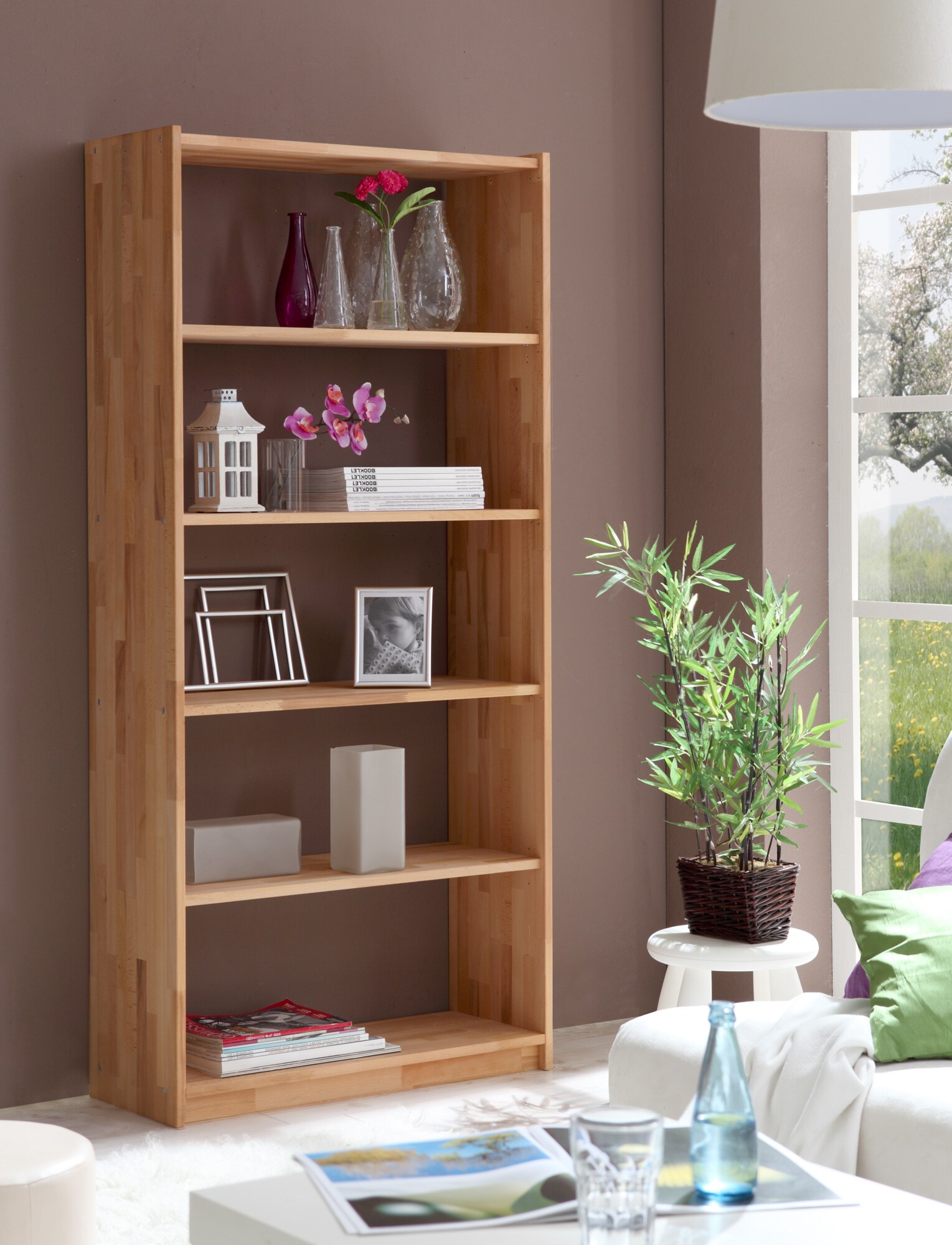 TiCAA Standregal B&uuml;cherregal Simon Buche 5 F&auml;cher - Bild 1