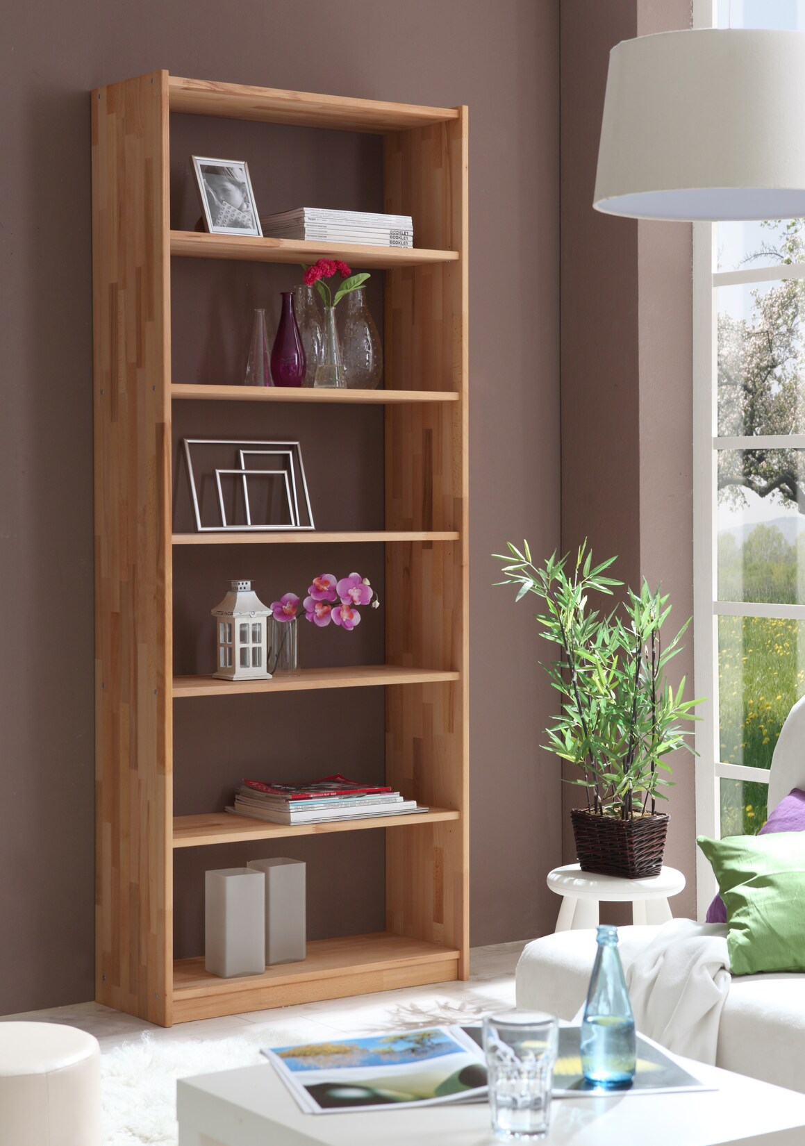 TiCAA Standregal Bücherregal Simon Buche 6 Fächer | 04250393809995