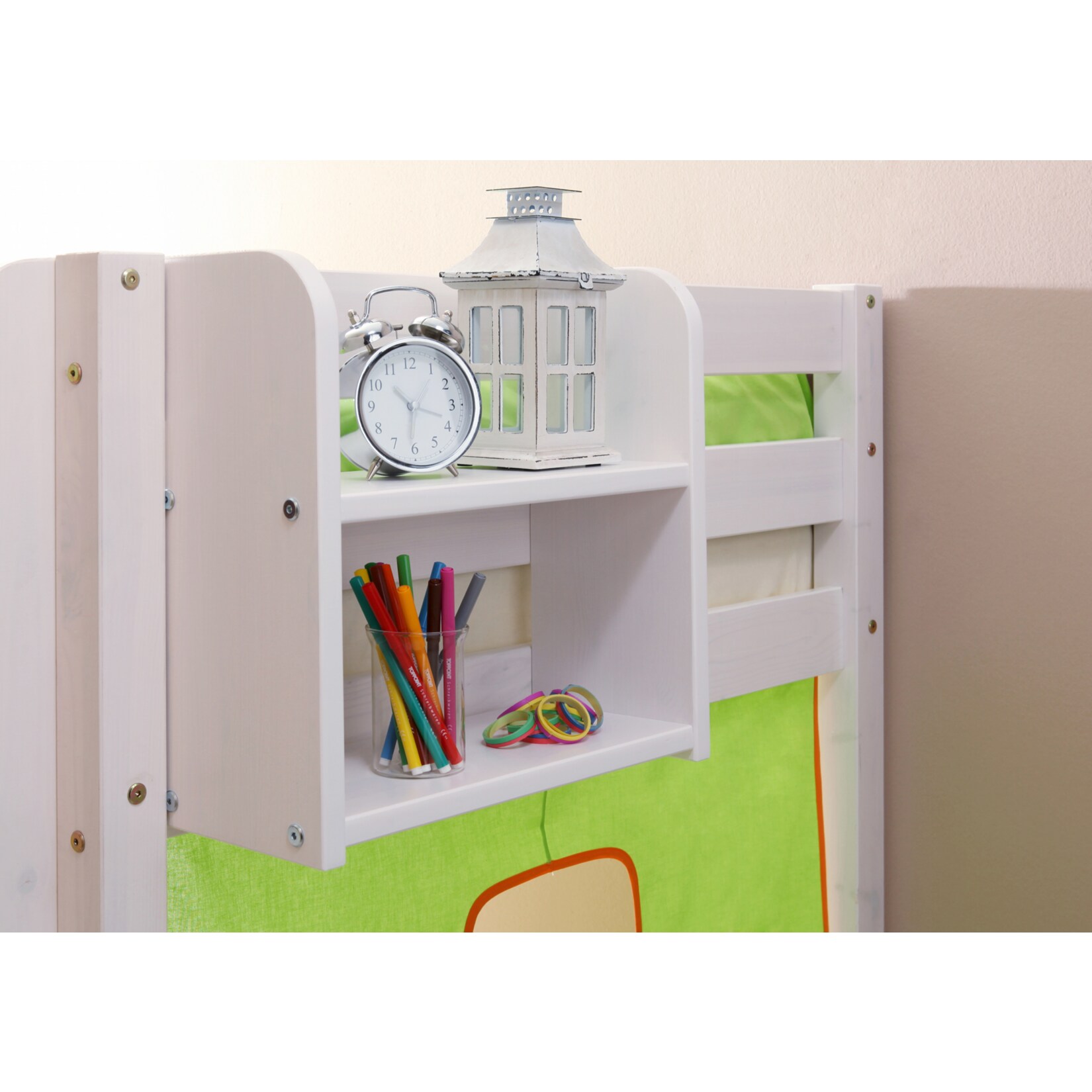 TiCAA Einh&auml;ngeregal Hochbett Etagenbett Kiefer Wei&szlig; - Bild 1