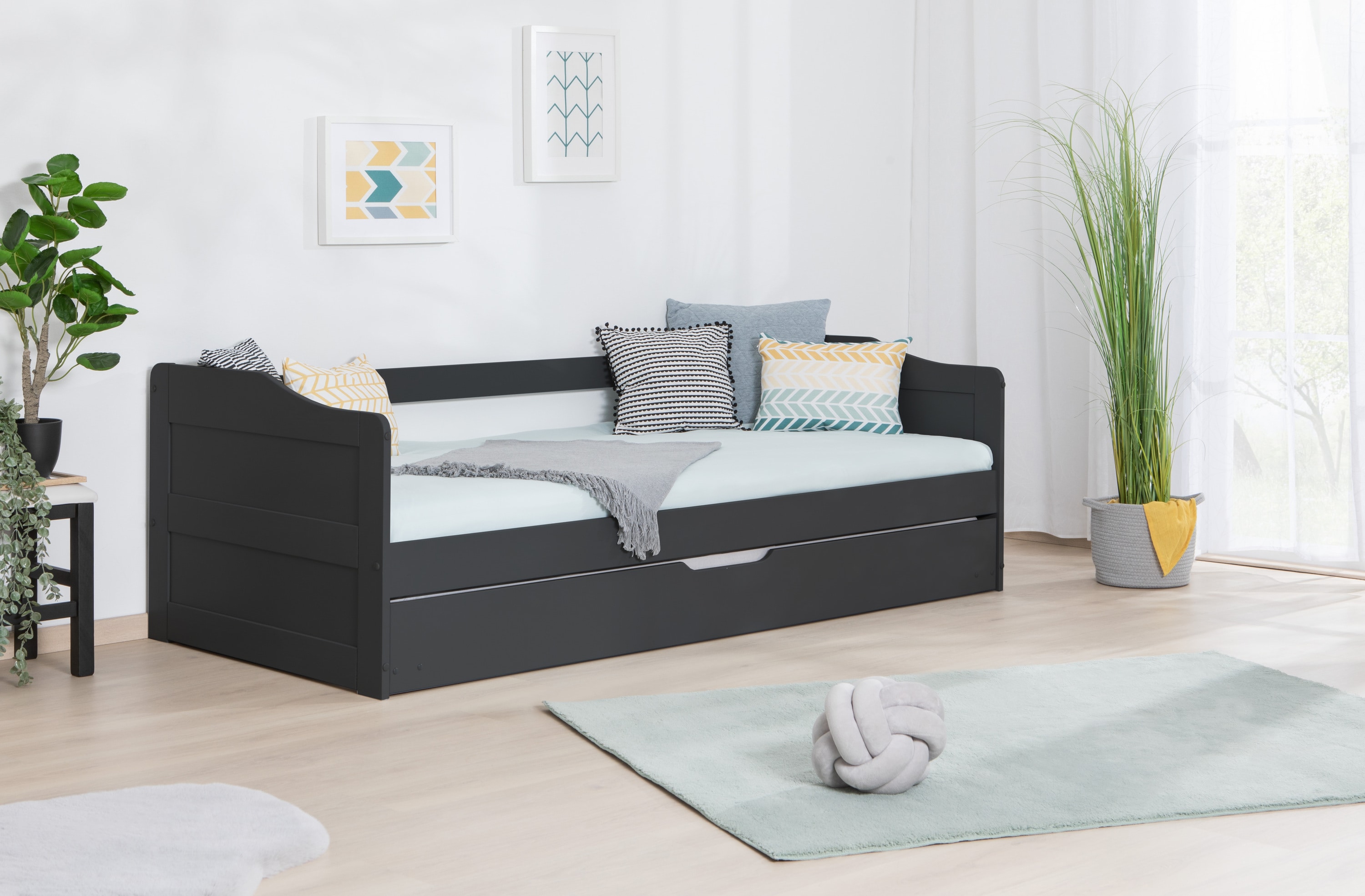 TiCAA Funktionsbett Sofabett  "Melinda" Kiefer massiv - Bild 1