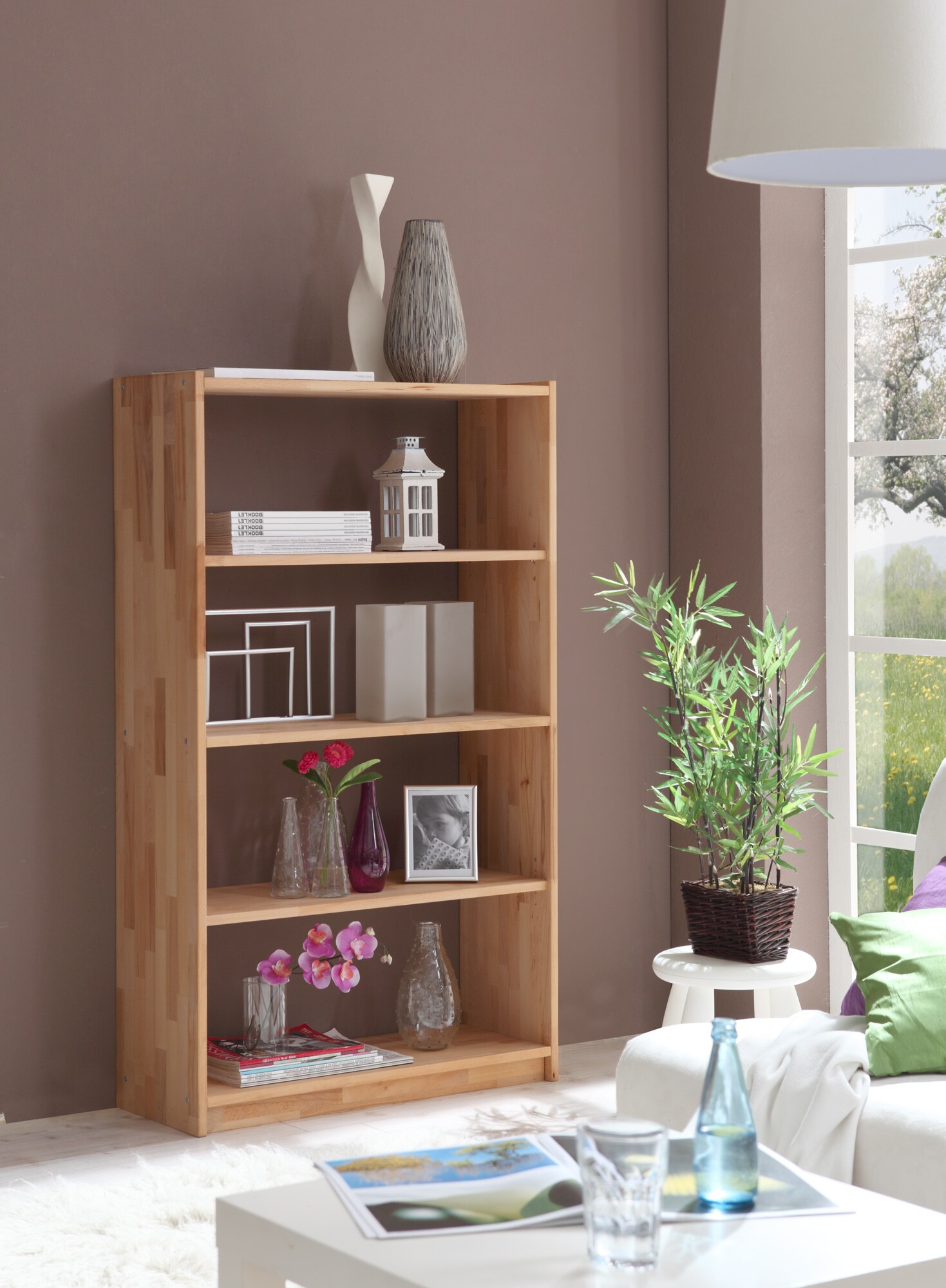 TiCAA Standregal B&uuml;cherregal Simon Buche 4 F&auml;cher - Bild 1