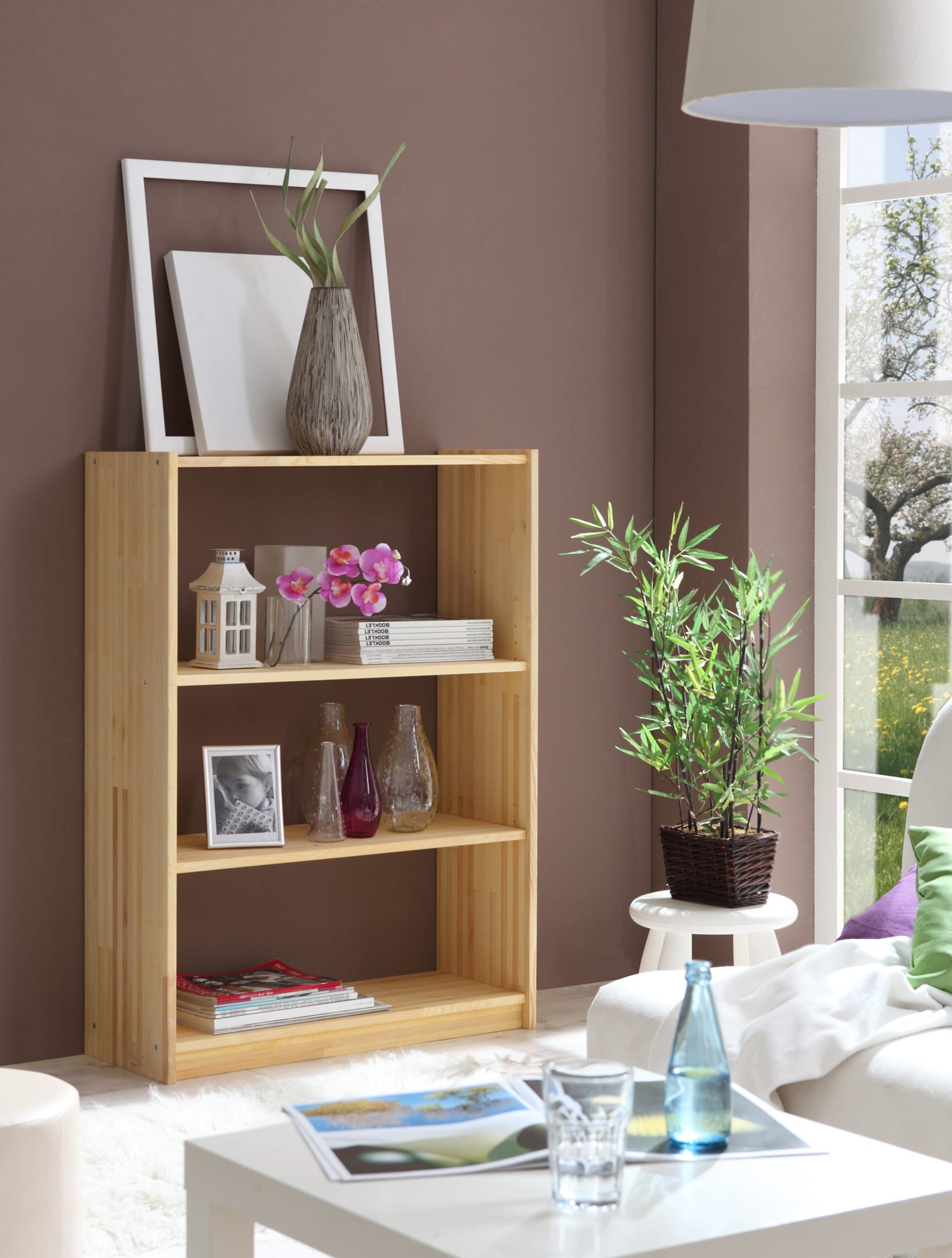 TiCAA Standregal B&uuml;cherregal Kiefer Natur H111cm - Bild 1