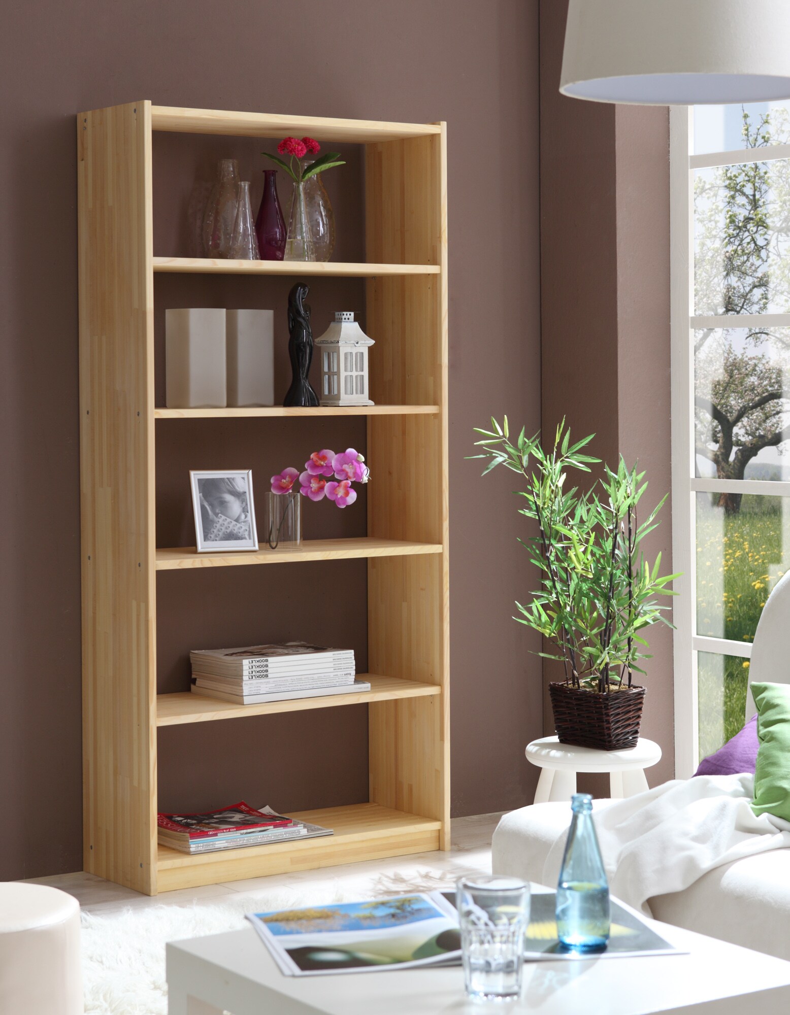 TiCAA Standregal B&uuml;cherregal Kiefer Natur H179cm - Bild 1