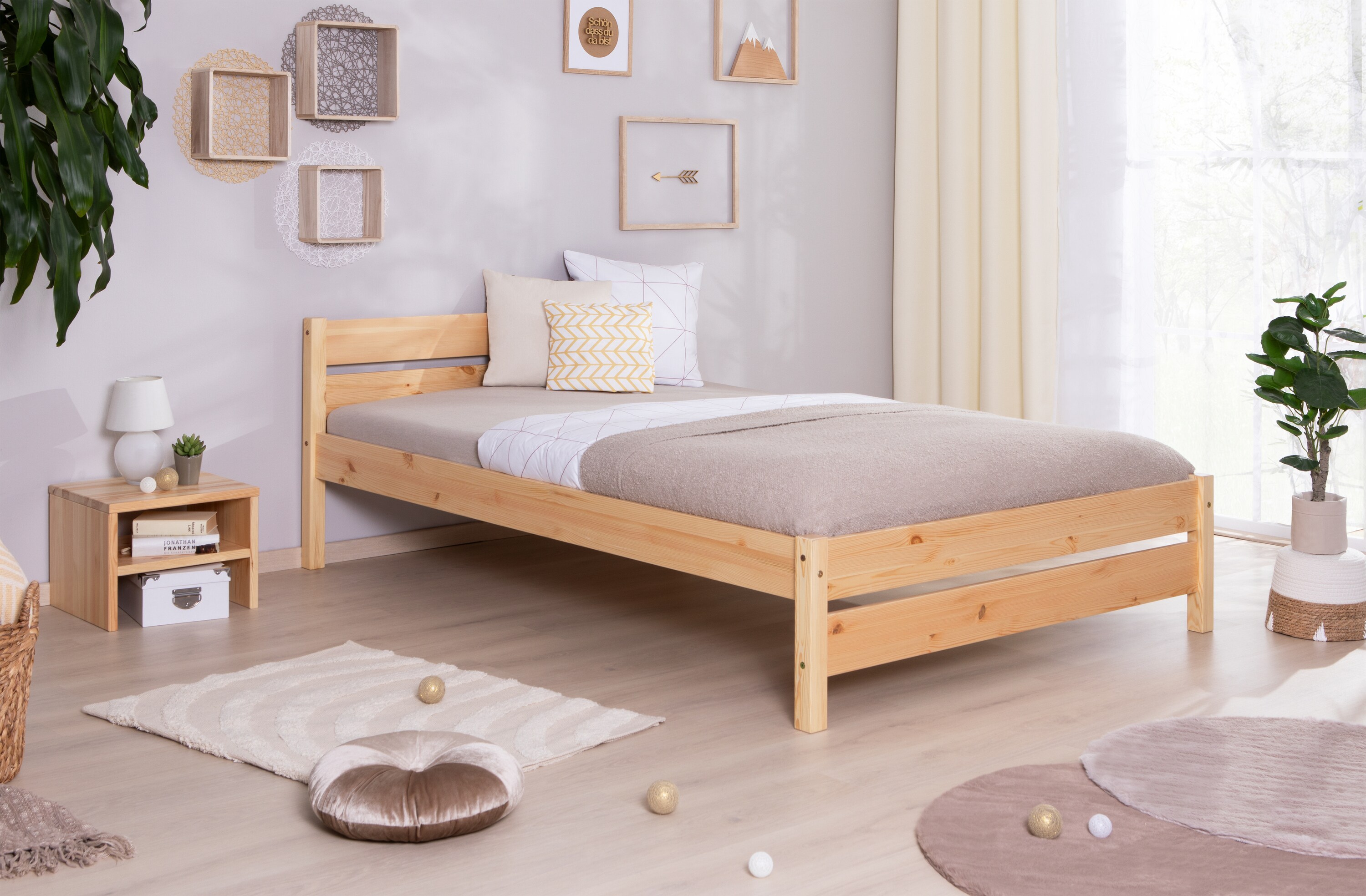 TiCAA Massivholz Einzelbett "Bora" Kiefer Natur - Bild 1