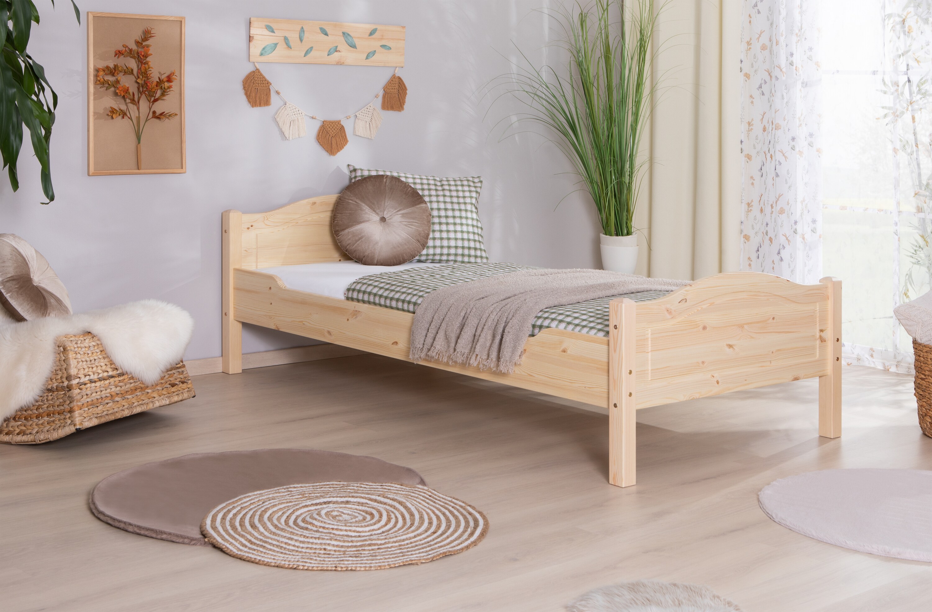 TiCAA Massivholz Doppelbett Einzelbett Rita Kiefer Natur - Bild 1