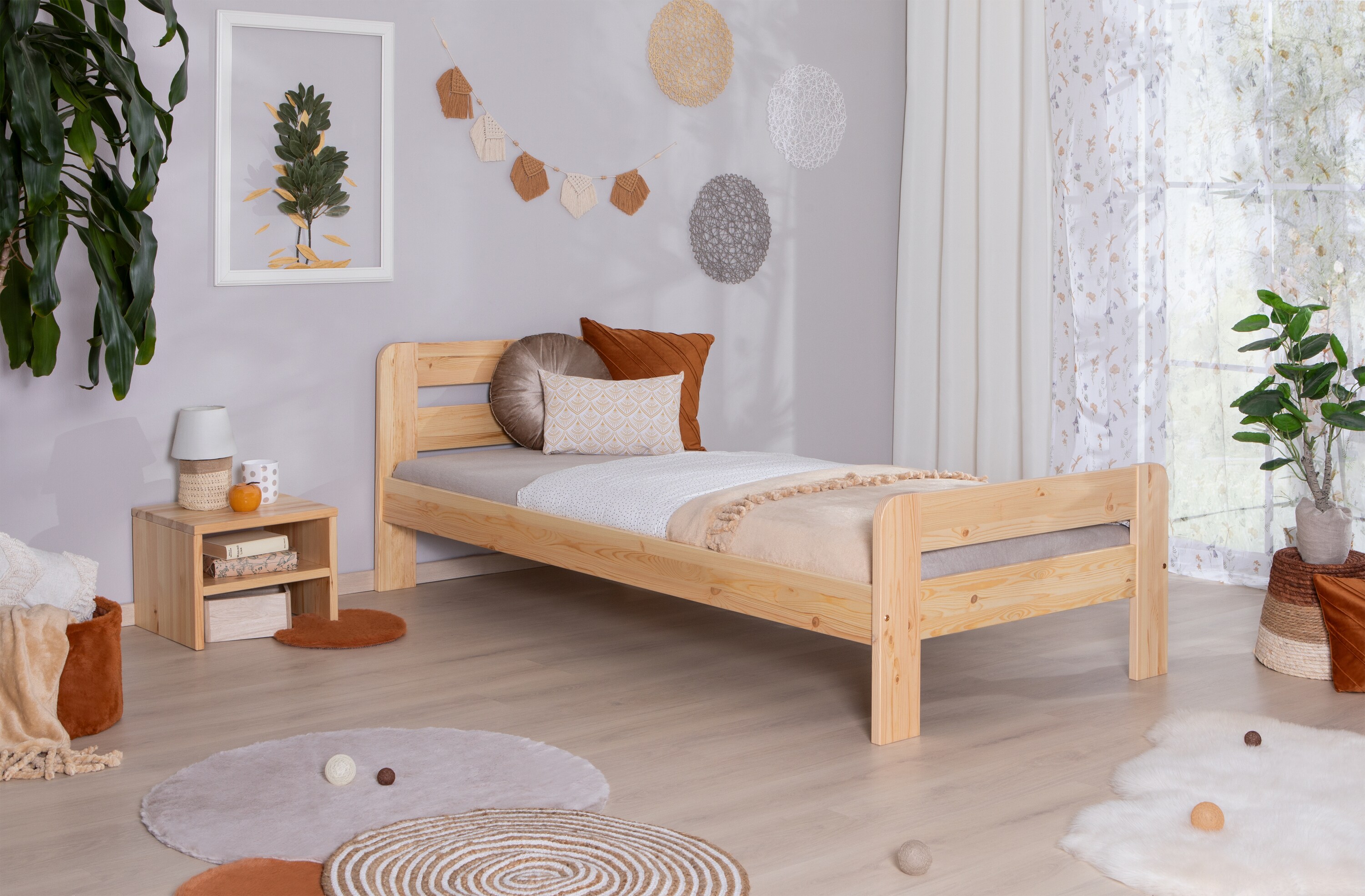 TiCAA Massivholz Einzelbett Bert Kiefer Natur - Bild 1