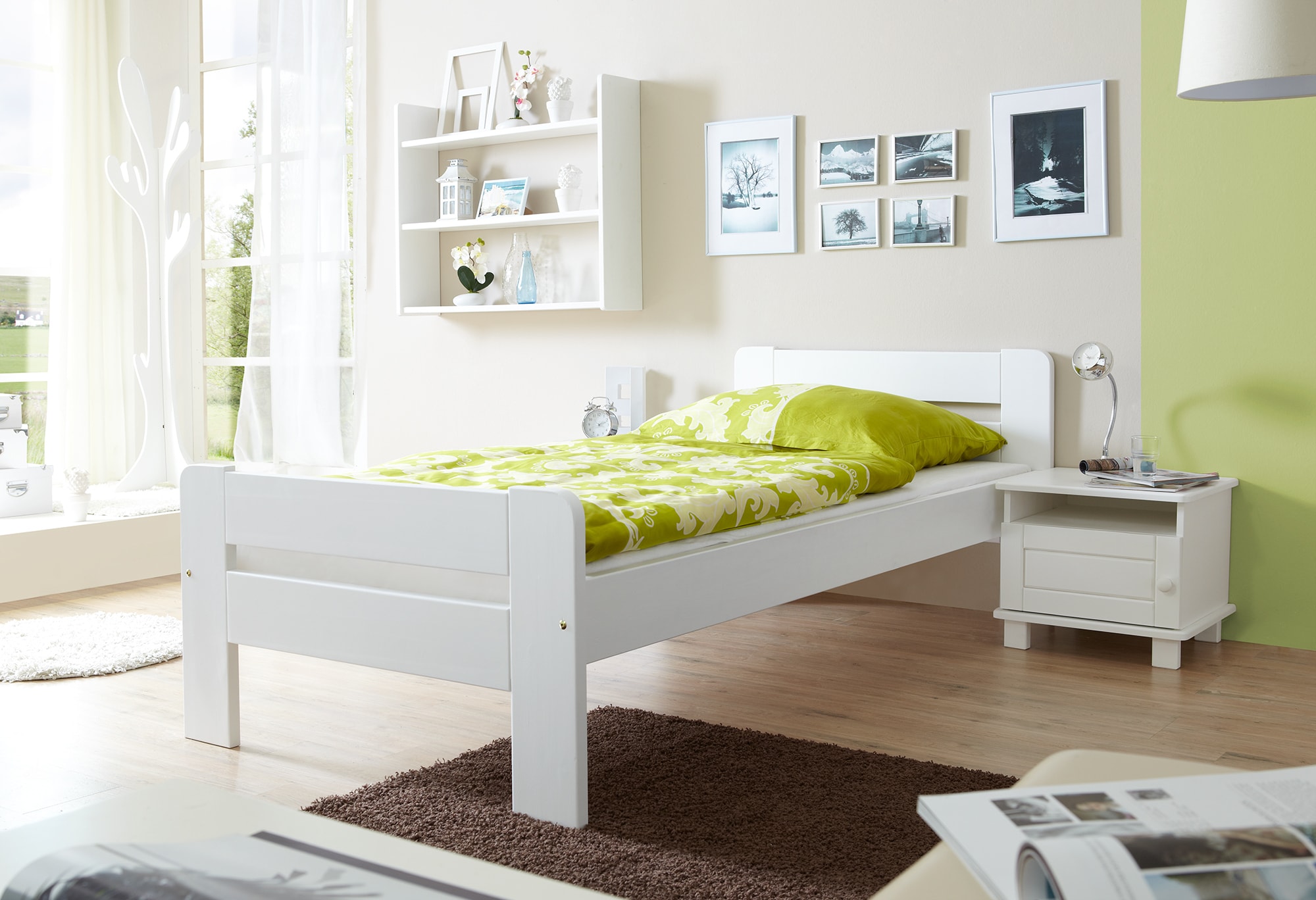 TiCAA Einzelbett "Bert" Kiefer Wei&szlig; - Bild 1