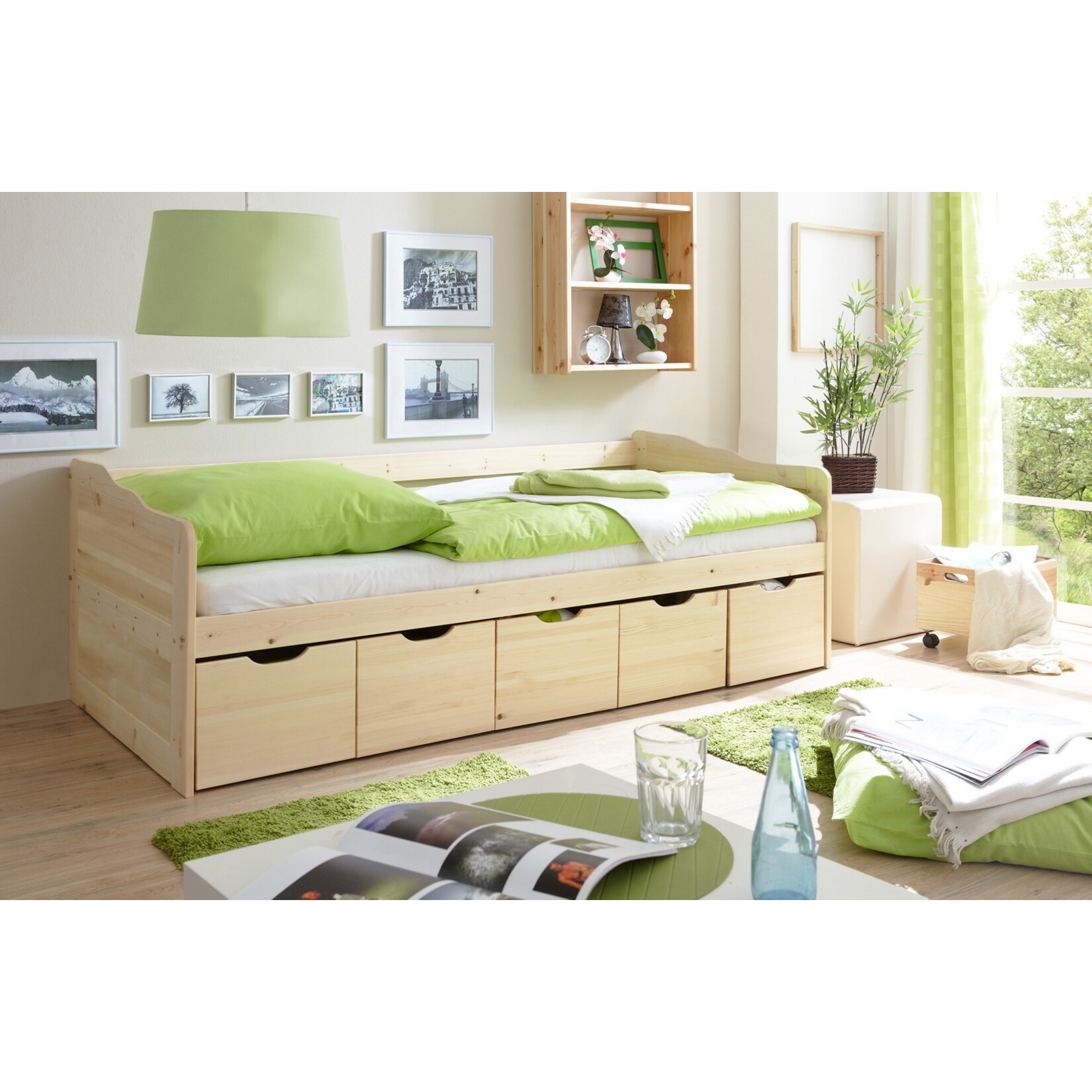 TiCAA Sofabett Maria Massivholz Natur - Bild 1