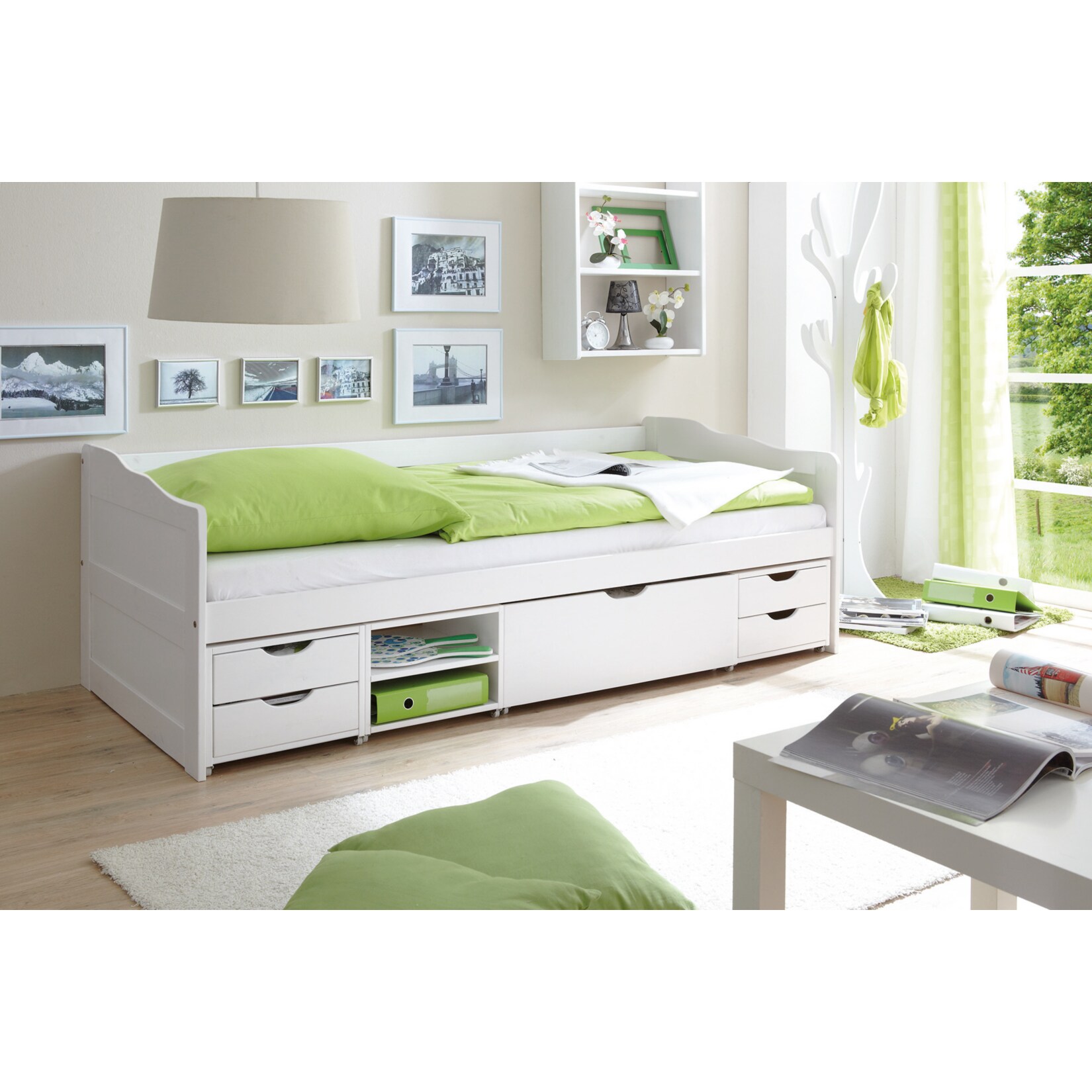 TiCAA Sofabett Funktionsbett Gästebett Marlies Kiefer Weiß | 04250393877406