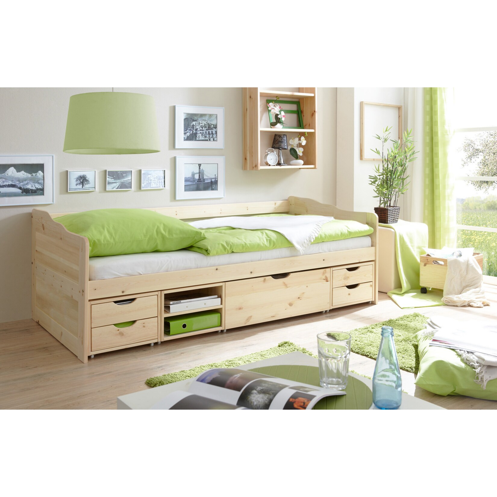 TiCAA Sofabett Funktionsbett G&auml;stebett Marlies Kiefer Natur - Bild 1