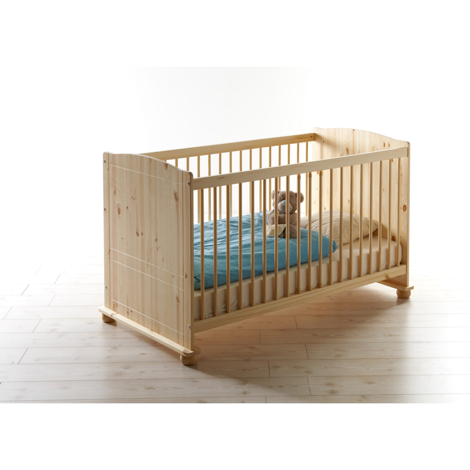 TiCAA Babybett Gitterbett Adam Kiefer Natur - Bild 1