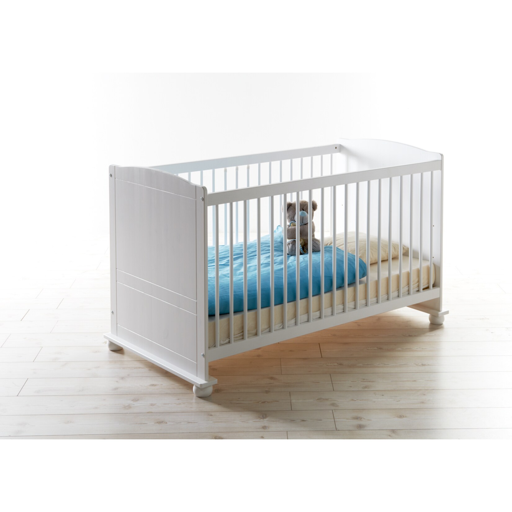 TiCAA Babybett Gitterbett Adam Kiefer Weiß | 04250393886903