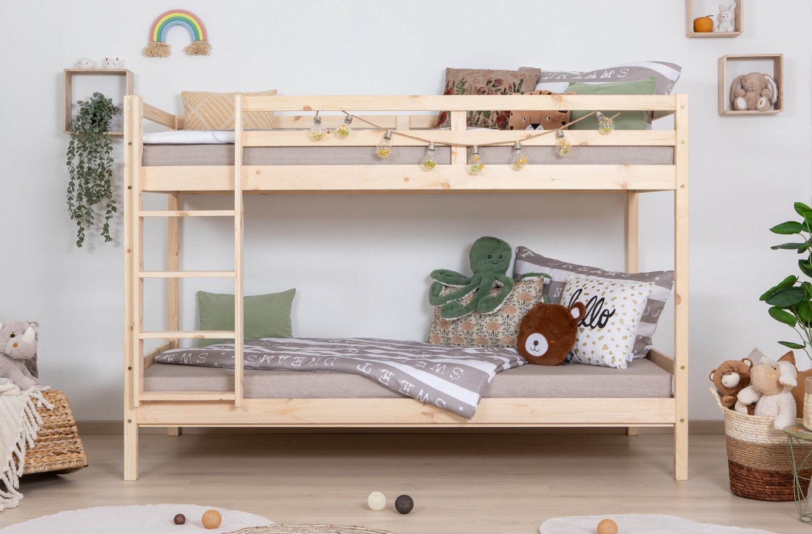 TiCAA Etagenbett Stockbett Rene Kiefer massiv Natur | 04250393888457
