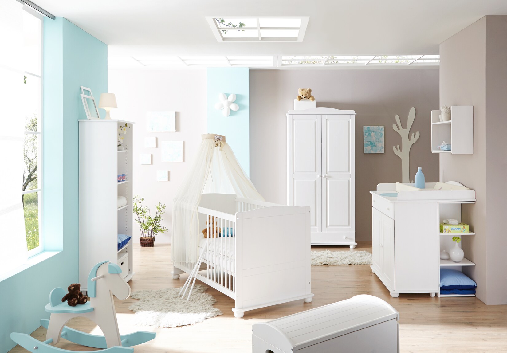 TiCAA Babyzimmer 5 teilig Adam Kiefer Weiß | 04250393888624