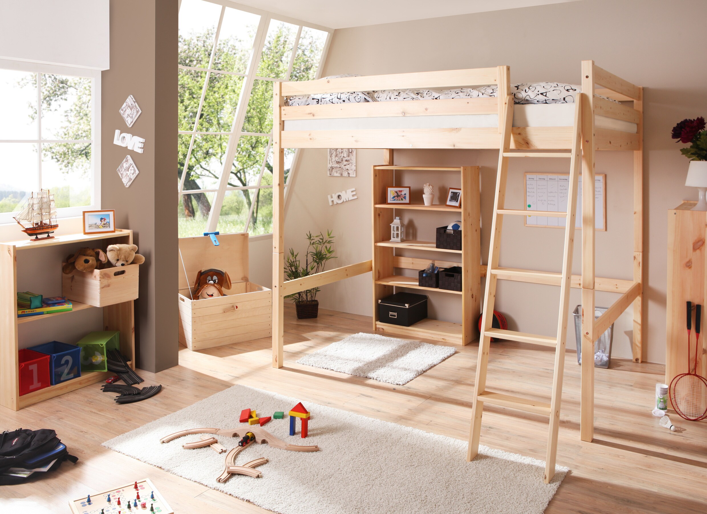 TiCAA Hochbett Matthias 140 x 200 Kiefer Natur - Bild 1