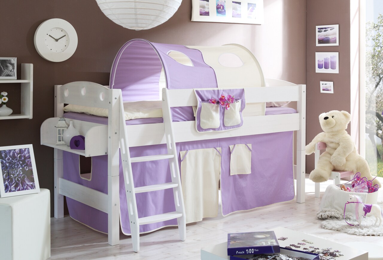 TiCAA Hochbett "Kenny R" Kiefer Wei&szlig; Classic - Bild 1