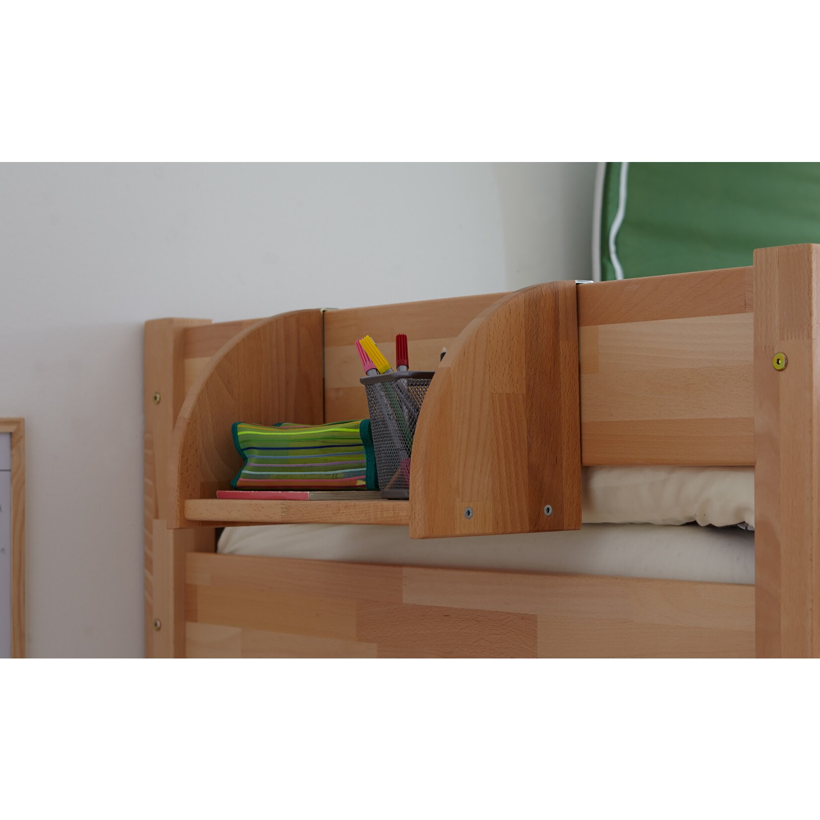 TiCAA Einh&auml;ngeregal Hochbett und Etagenbett Buche Bio Ge&ouml;lt - Bild 1