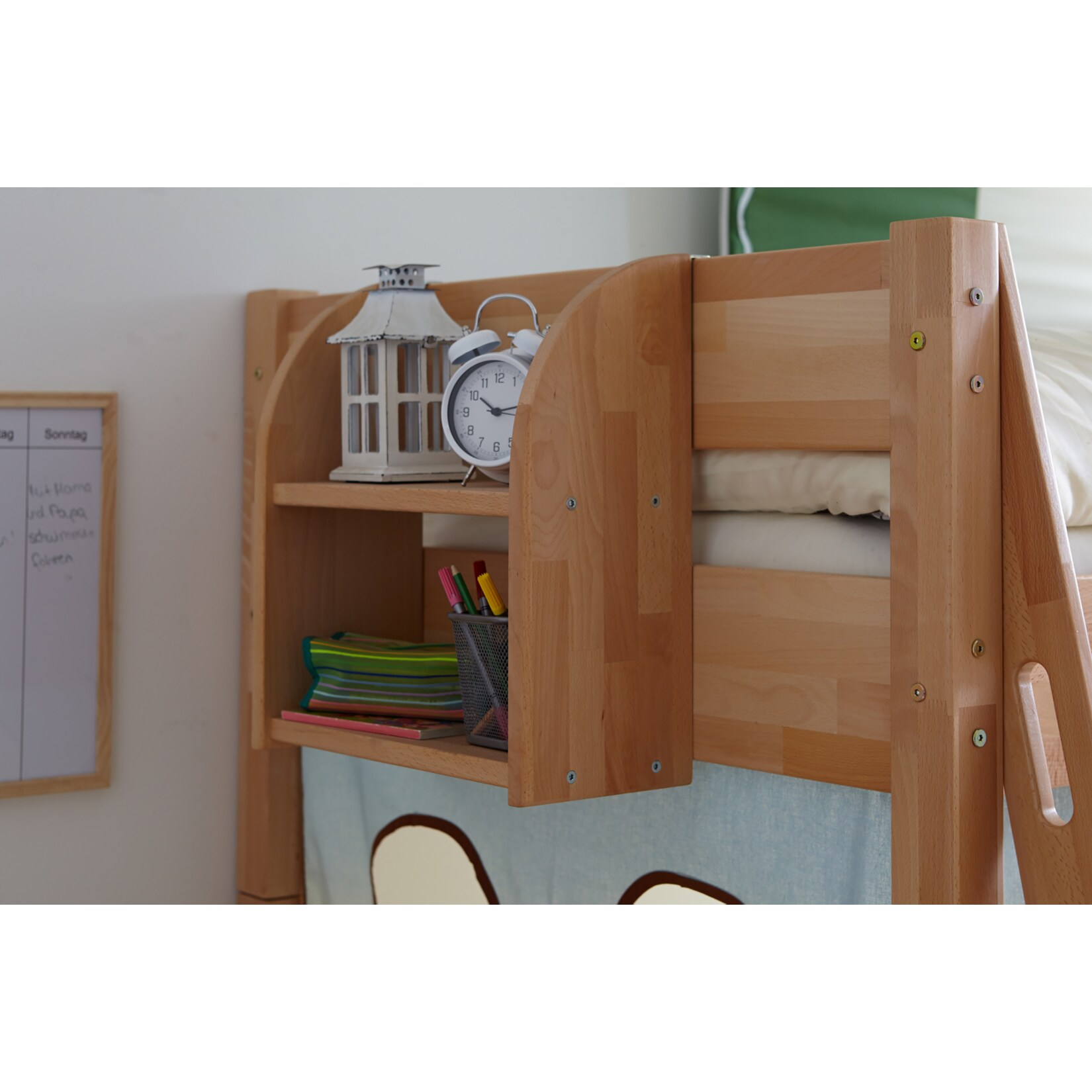 TiCAA Einh&auml;ngeregal Hochbett und Etagenbett Buche Bio Ge&ouml;lt - Bild 1