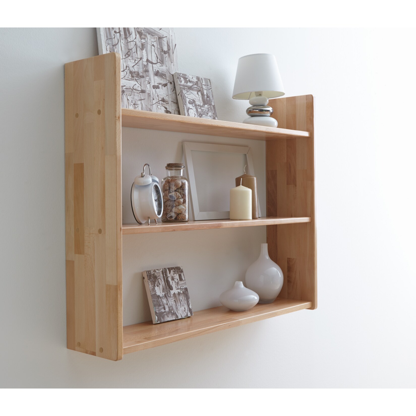 TiCAA Wandregal H&auml;ngeregal Buche Natur - Bild 1
