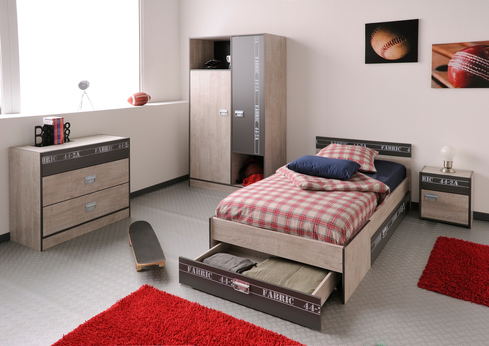 Parisot Kinder- und Jugendzimmer 4-tlg „Fabric 1“ Esche-grau | 04251105906377